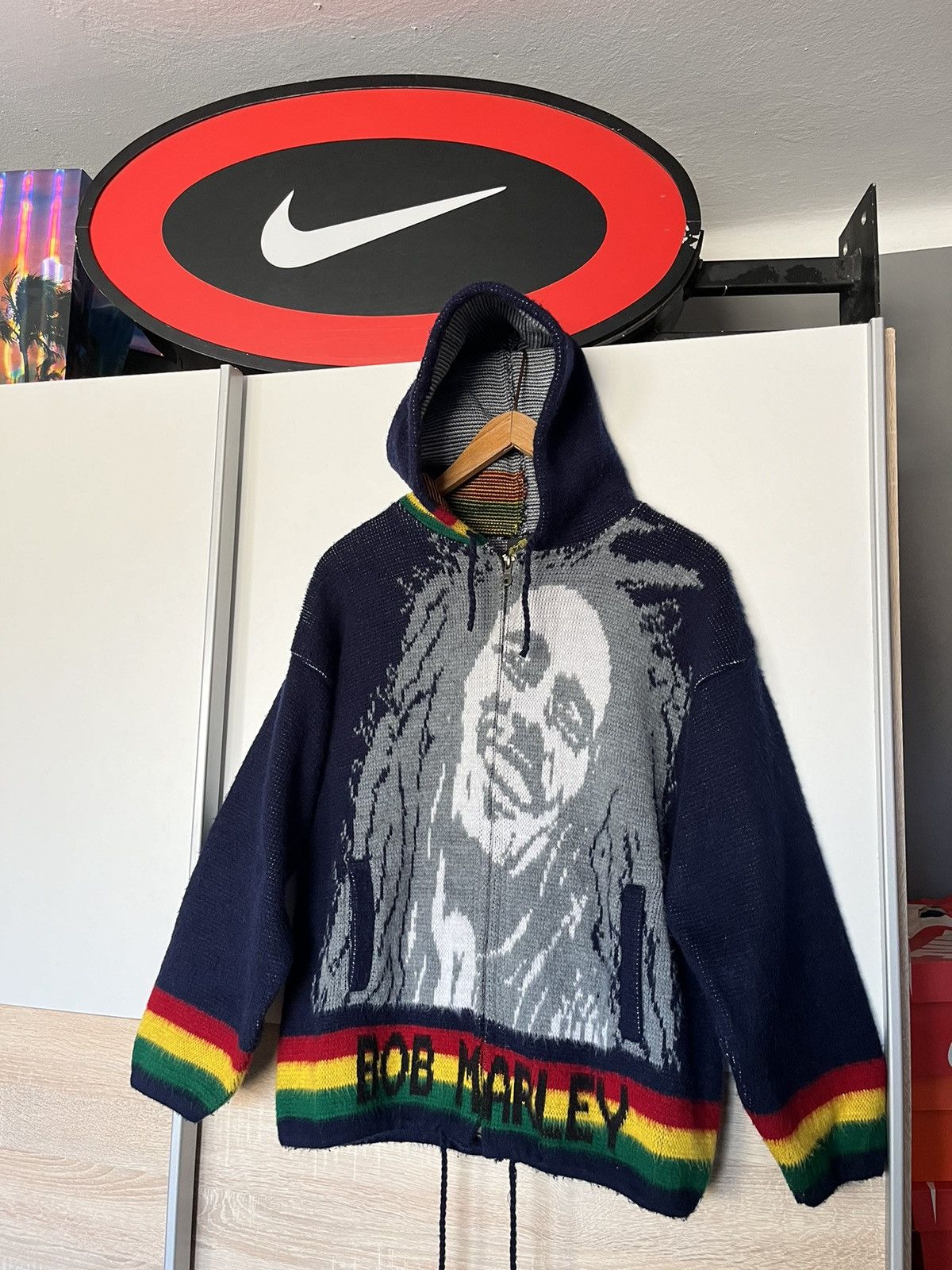 Bob Marley × Vintage Vintage 90’s Bob Marley Wool Zip Up Hoodie Rasta Jamaica y2k Size US M / EU 48-50 / 2 - 1 Thumbnail