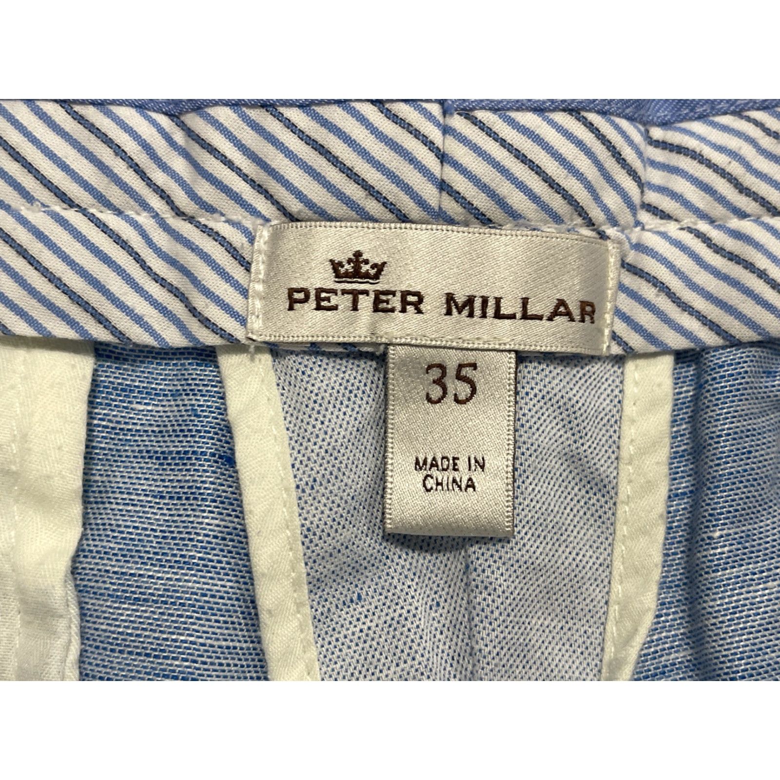 Peter Millar Peter Millar Shorts Light Blue Linen Blend Mens Size 35 34 X 8.5 Size US 35 - 4 Thumbnail
