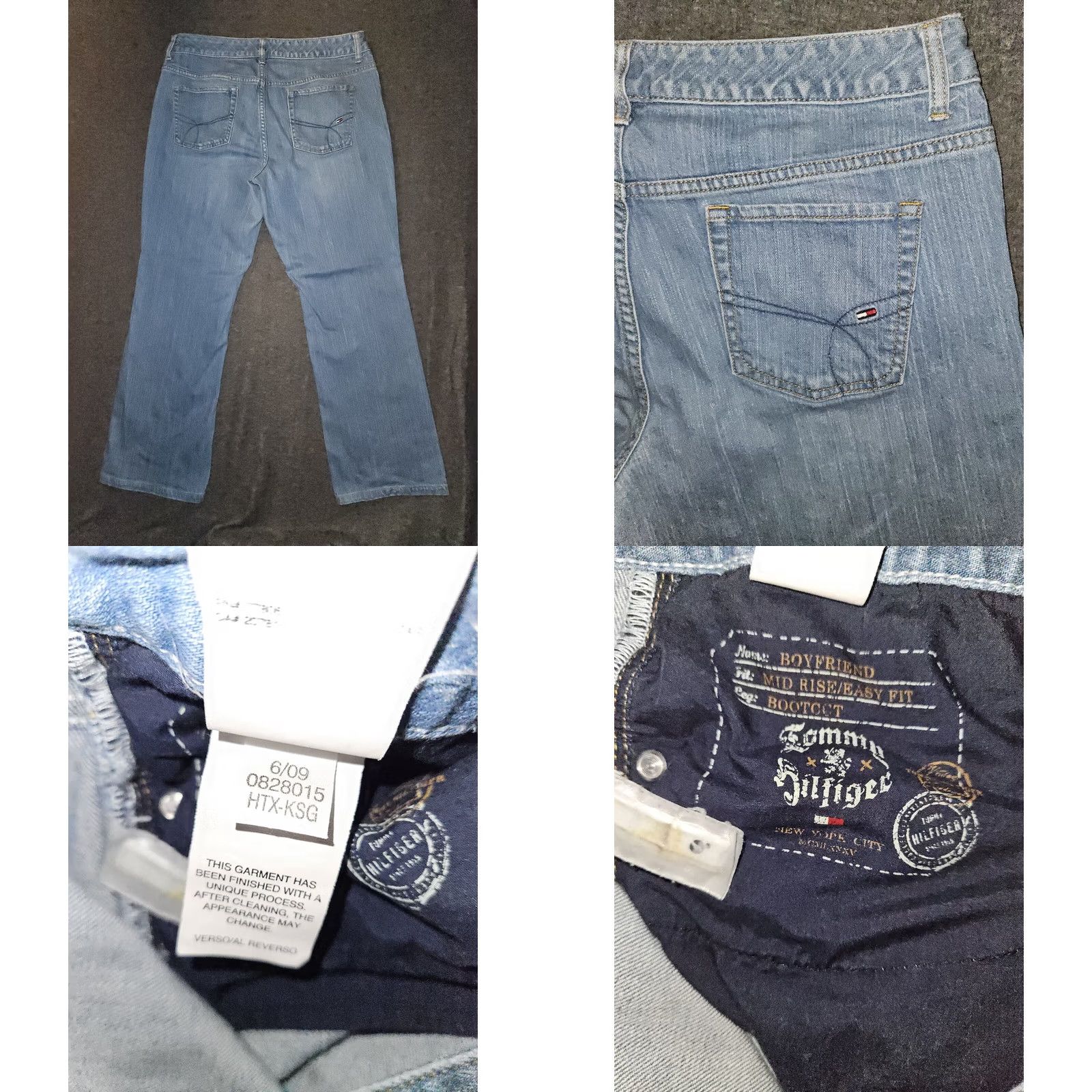 Tommy Hilfiger VINTAGE Tommy Hilfiger Jeans Woman 14 Regular Mid Rise Blue Solid Denim Logo Boyfriend Preppy Hipster Womens Size 36" / US 14 / IT 50 - 8 Thumbnail