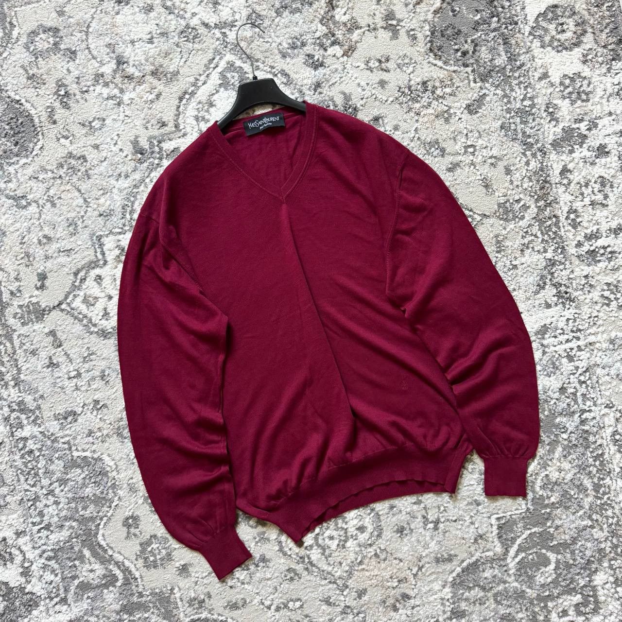 Yves Saint Laurent Vintage Yves Saint Laurent YSL Maroon V-Neck Sweater Size L Size US L / EU 52-54 / 3 - 2 Thumbnail