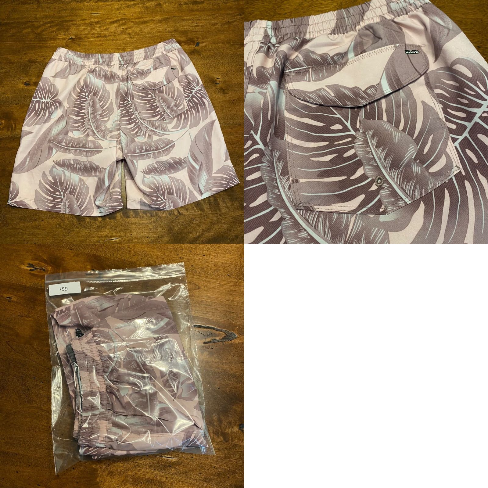 Hurley Hurley Hybrid Shorts Mens XL Pink White Lined Drawstring Swim Casual Outdoor Size US 36 / EU 52 - 8 Thumbnail