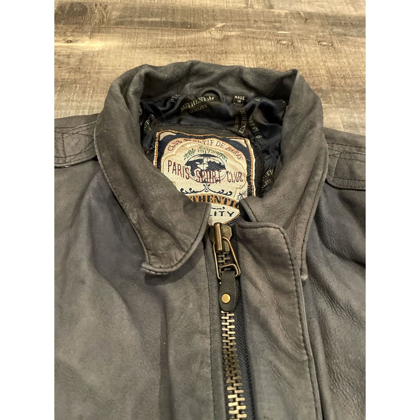 Vintage VINTAGE PARIS SPORT CLUB Bomber Jacket Mens M Gray Leather Flight / Bomber Jacket 90s - Mens Size US M / EU 48-50 / 2 - 3 Thumbnail
