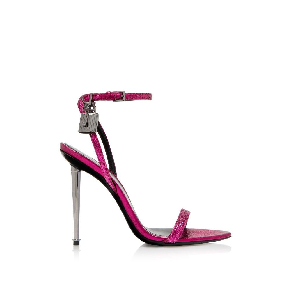 Tom Ford o1loc1c0924 W2272 Padlock Pointy Naked Sandals in Fuchsia Size US 8.5 / IT 38.5 - 1 Thumbnail