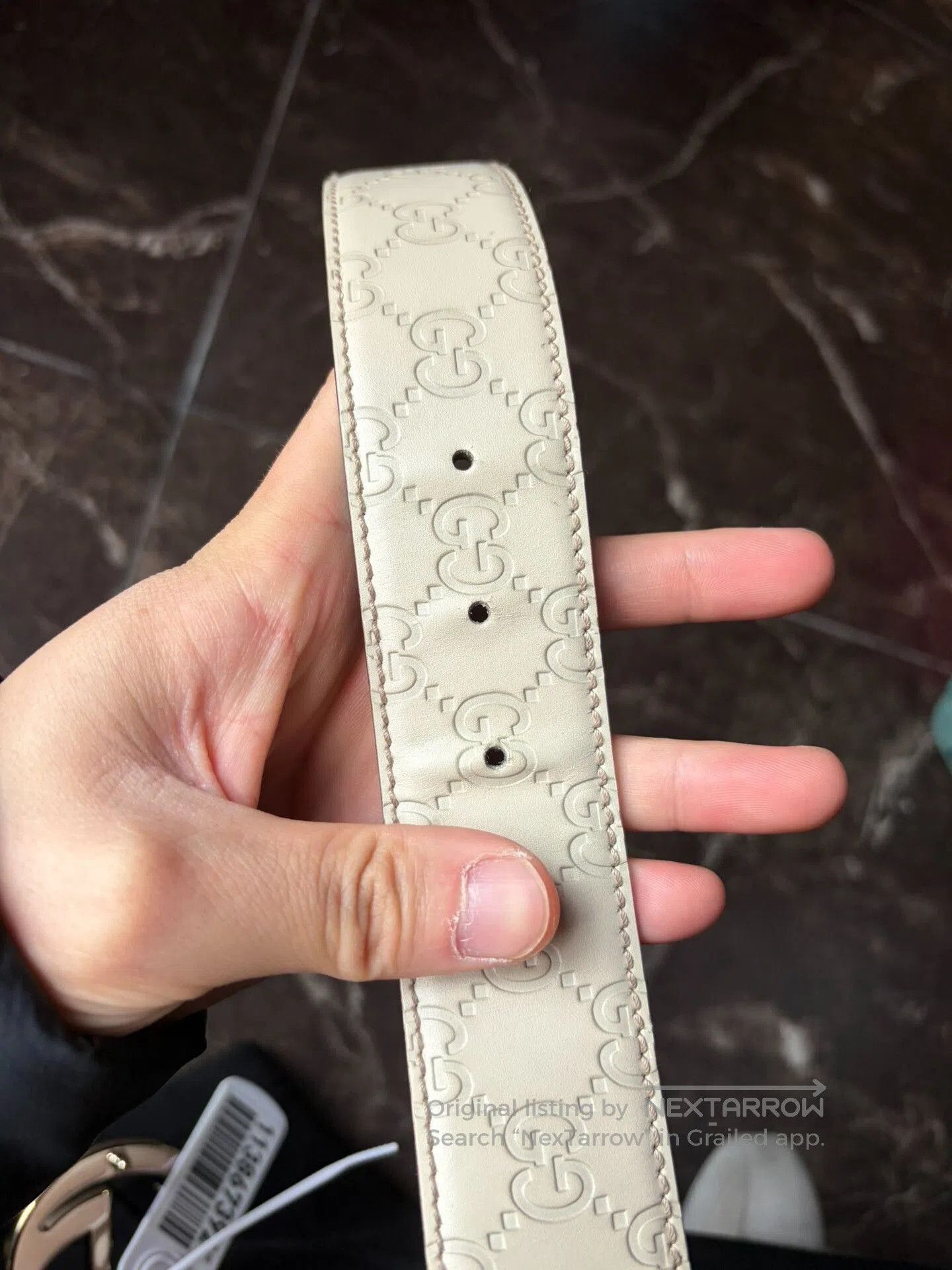 Gucci Gucci Carved White Leather Belt. Size ONE SIZE - 5 Thumbnail