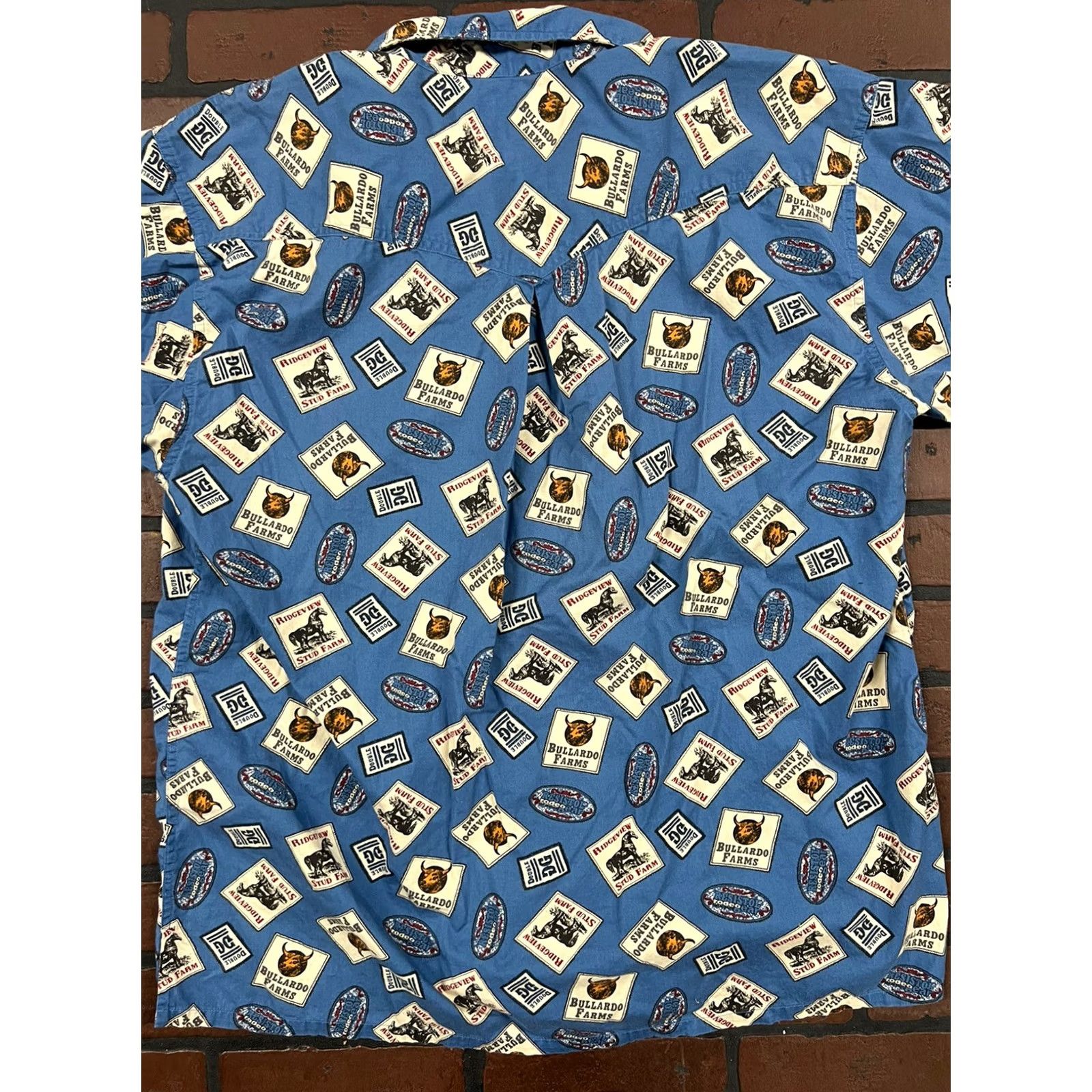 Vintage Resistol Rodeo Gear Shirt Men Large Western Cattle Print Short Sleeve Button Up Size US L / EU 52-54 / 3 - 6 Thumbnail