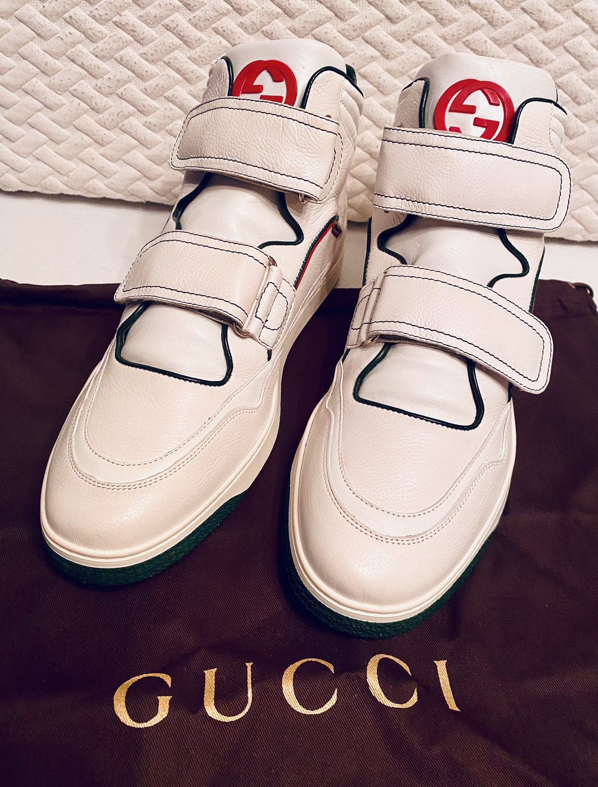 Gucci Gucci 🇮🇹 Barkleys GG Leather Hi Top Sneakers 11 NEW VINTAGE Size US 11 / EU 44 - 12 Thumbnail