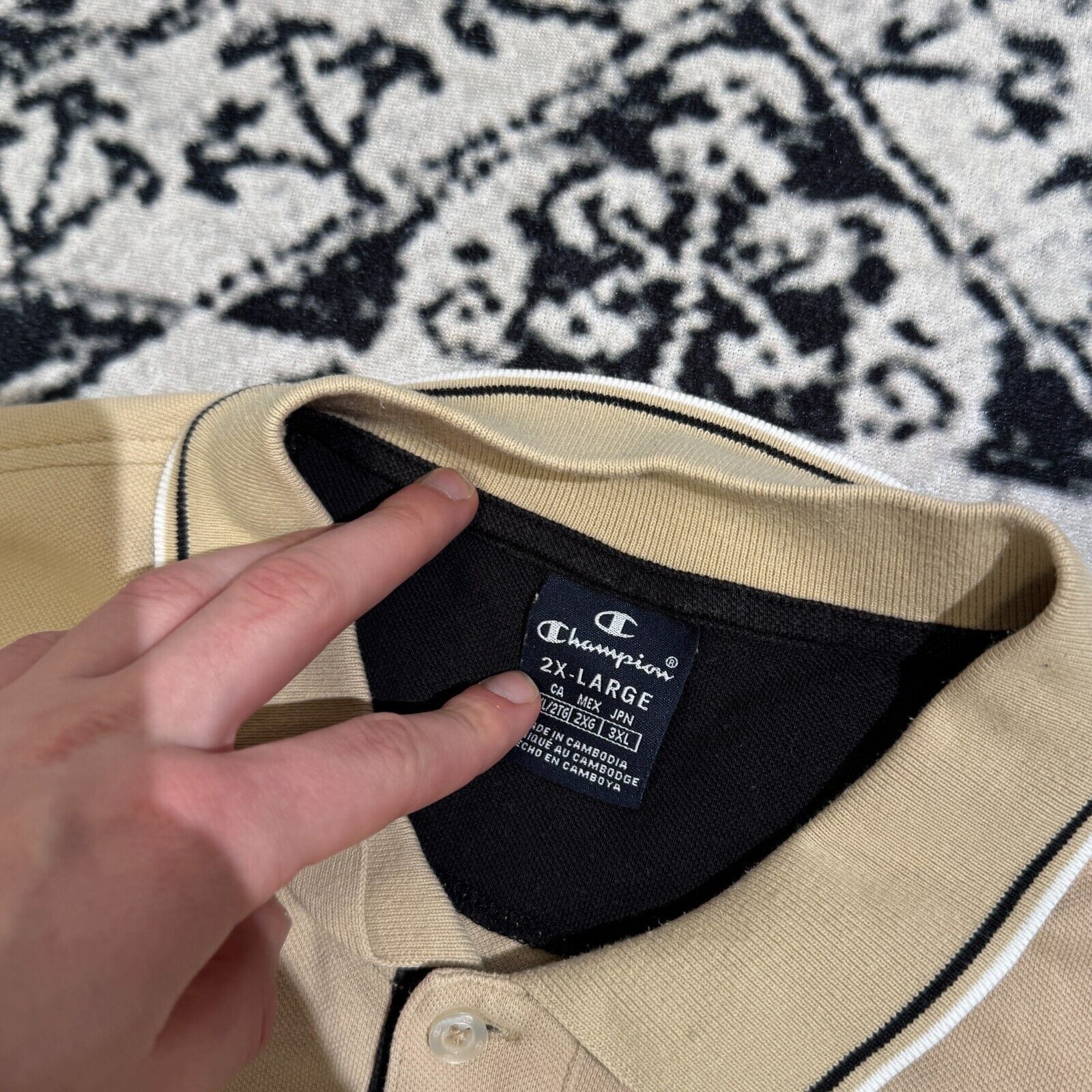 Champion × Vintage Vintage Champion Unisex Beige Cotton Polo Shirt Size XXL Size US XXL / EU 58 / 5 - 5 Thumbnail