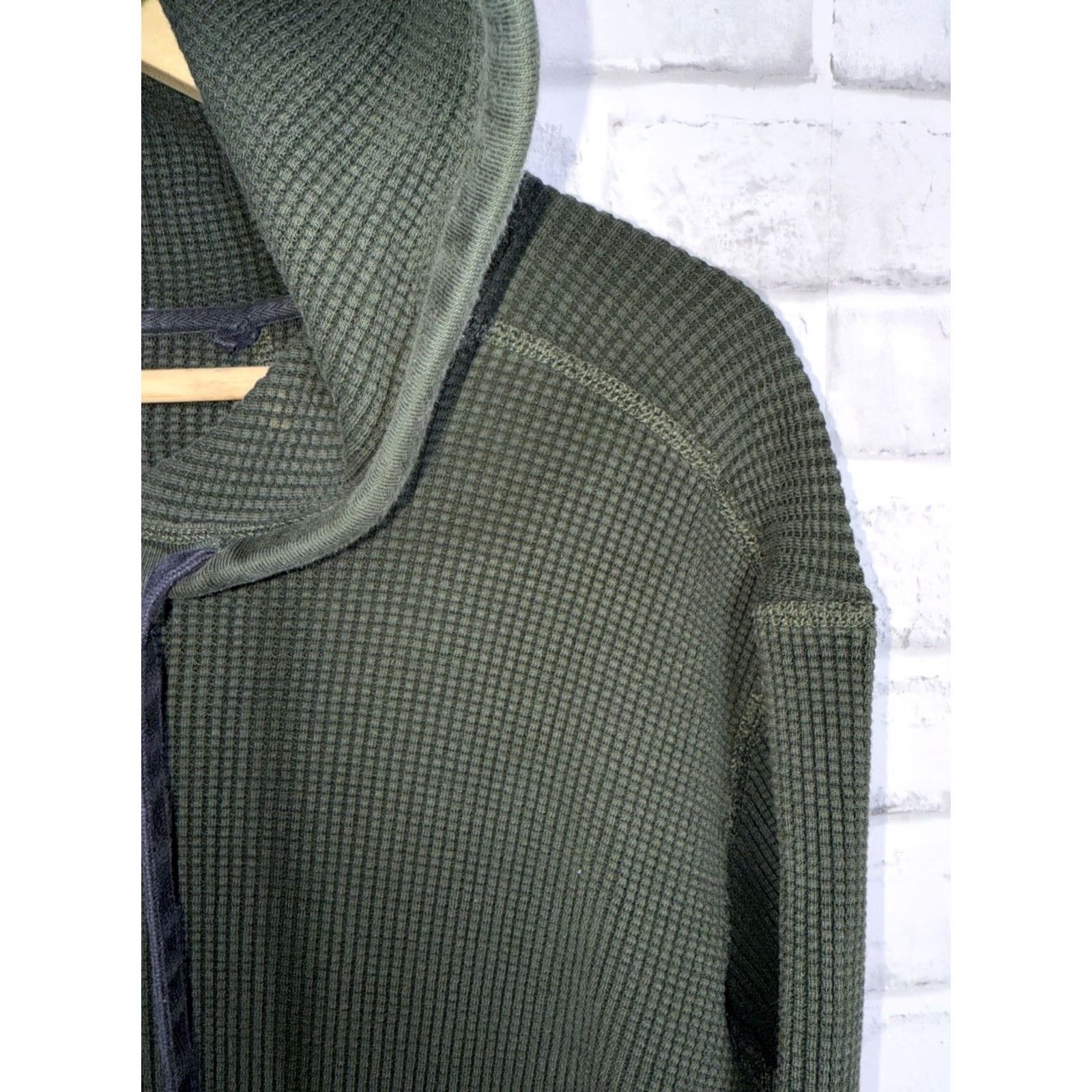 Rag & Bone VINTAGE Rag & Bone Olive Green Waffle Knit Hoodie 100% Cotton Mens M Size US M / EU 48-50 / 2 - 4 Thumbnail