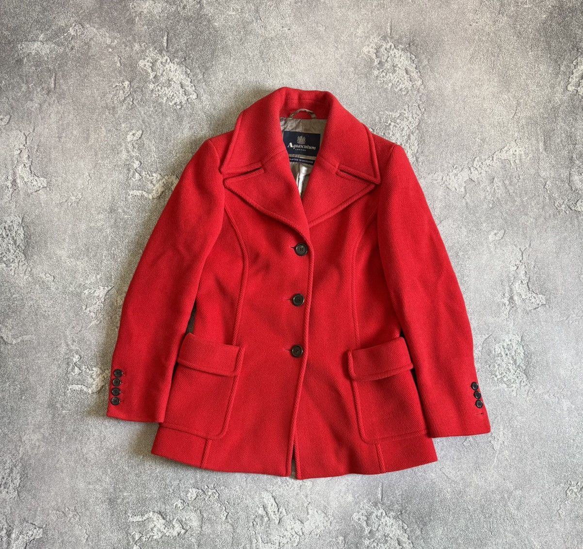 Aquascutum × Designer Aquascutum 14UK Red button up pea coat wool jacket duffle Size L / US 10 / IT 46 - 5 Thumbnail