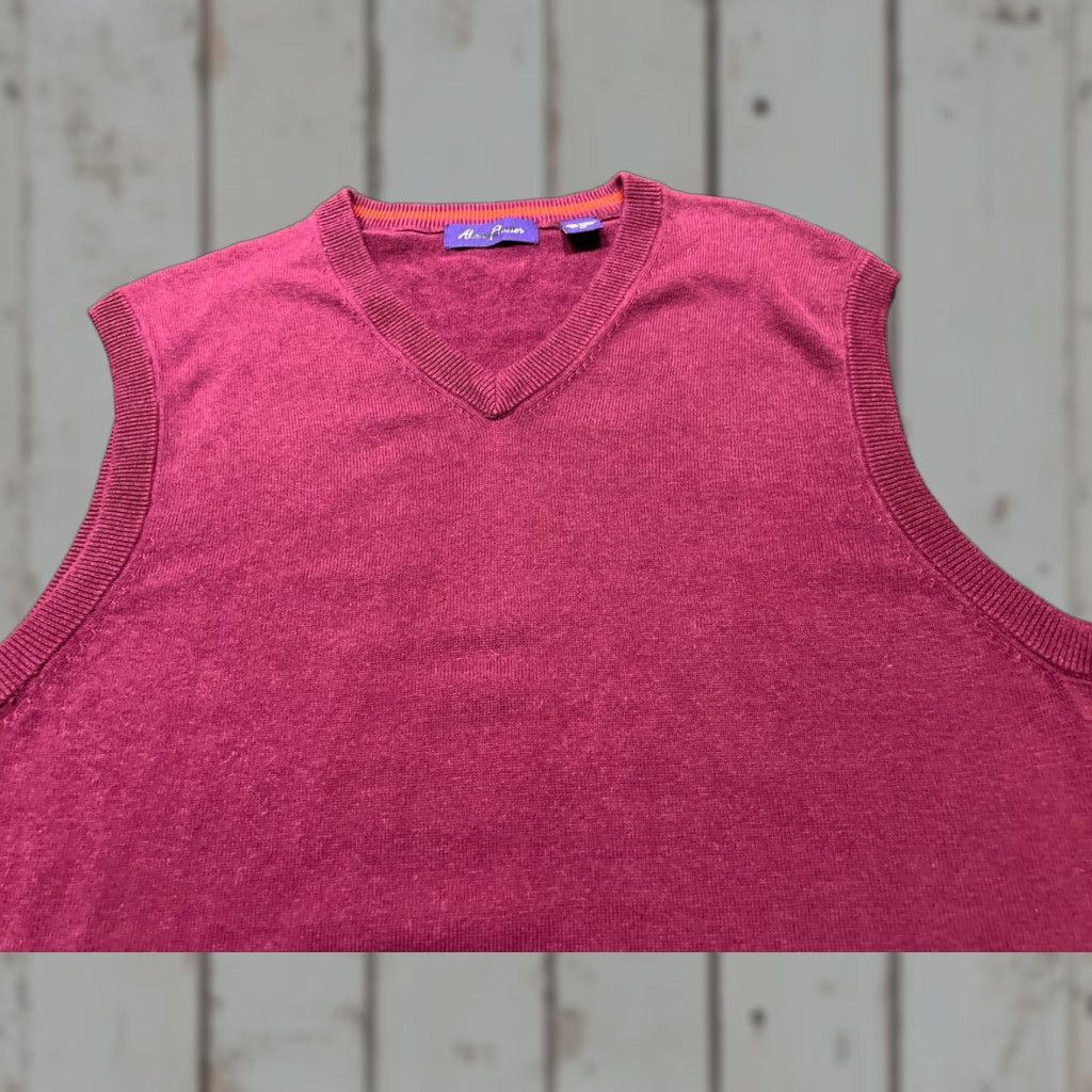Vintage Alan Flusser Mens Vest Pullover Sweater Size M Dark Red Maroon Size US M / EU 48-50 / 2 - 1 Thumbnail