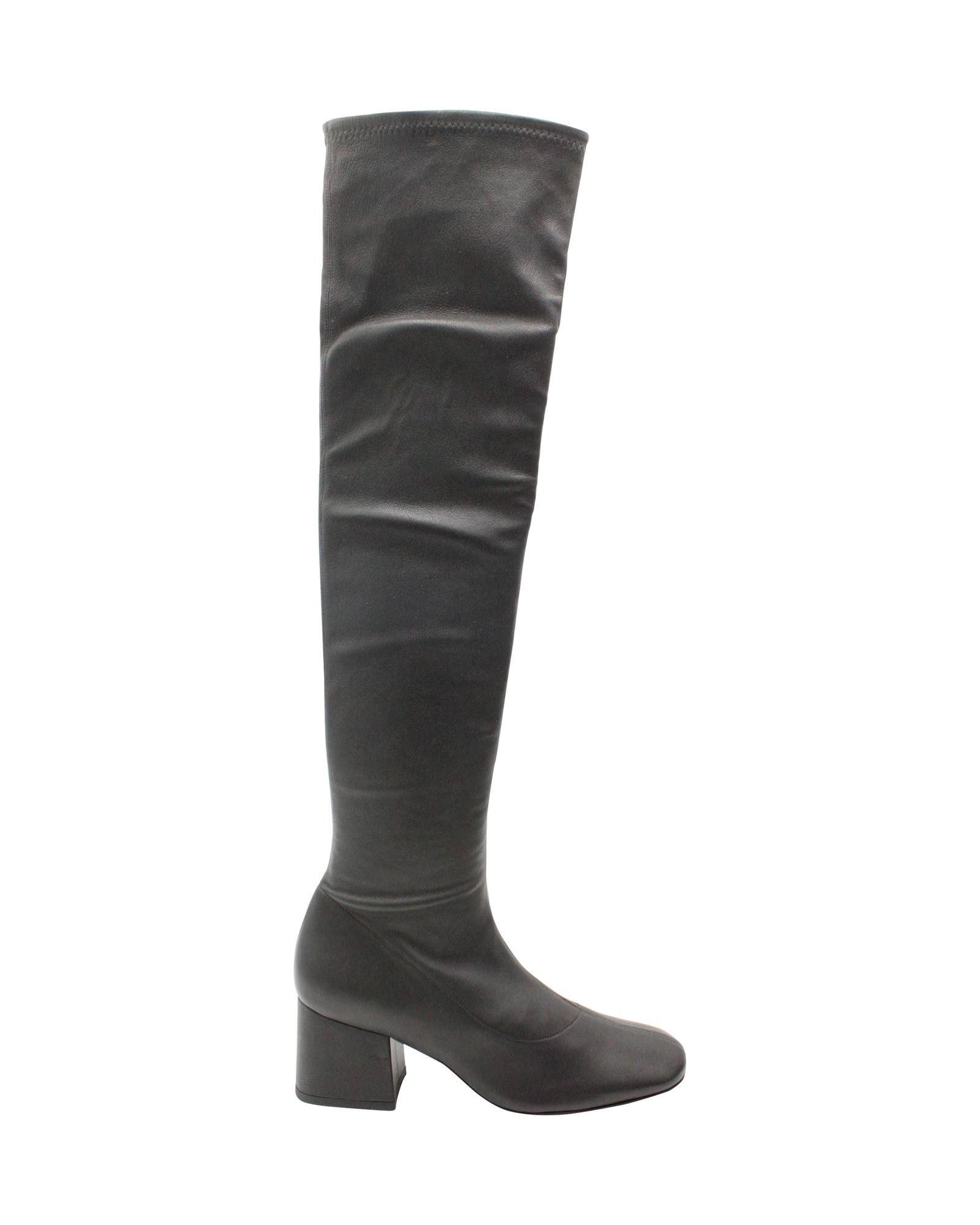 image of By Far Classic Black Leather Over-The-Knee Boots, Women's (Size 7)