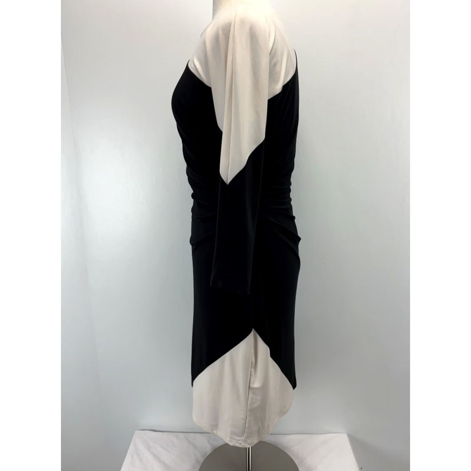 Ralph Lauren VINTAGE Lauren Ralph Lauren Sheath Dress Women’s 10 Black Ivory Ruched Boat Neck Pullover Party/Cocktail Business Mens? Size L / US 10 / IT 46 - 2 Thumbnail