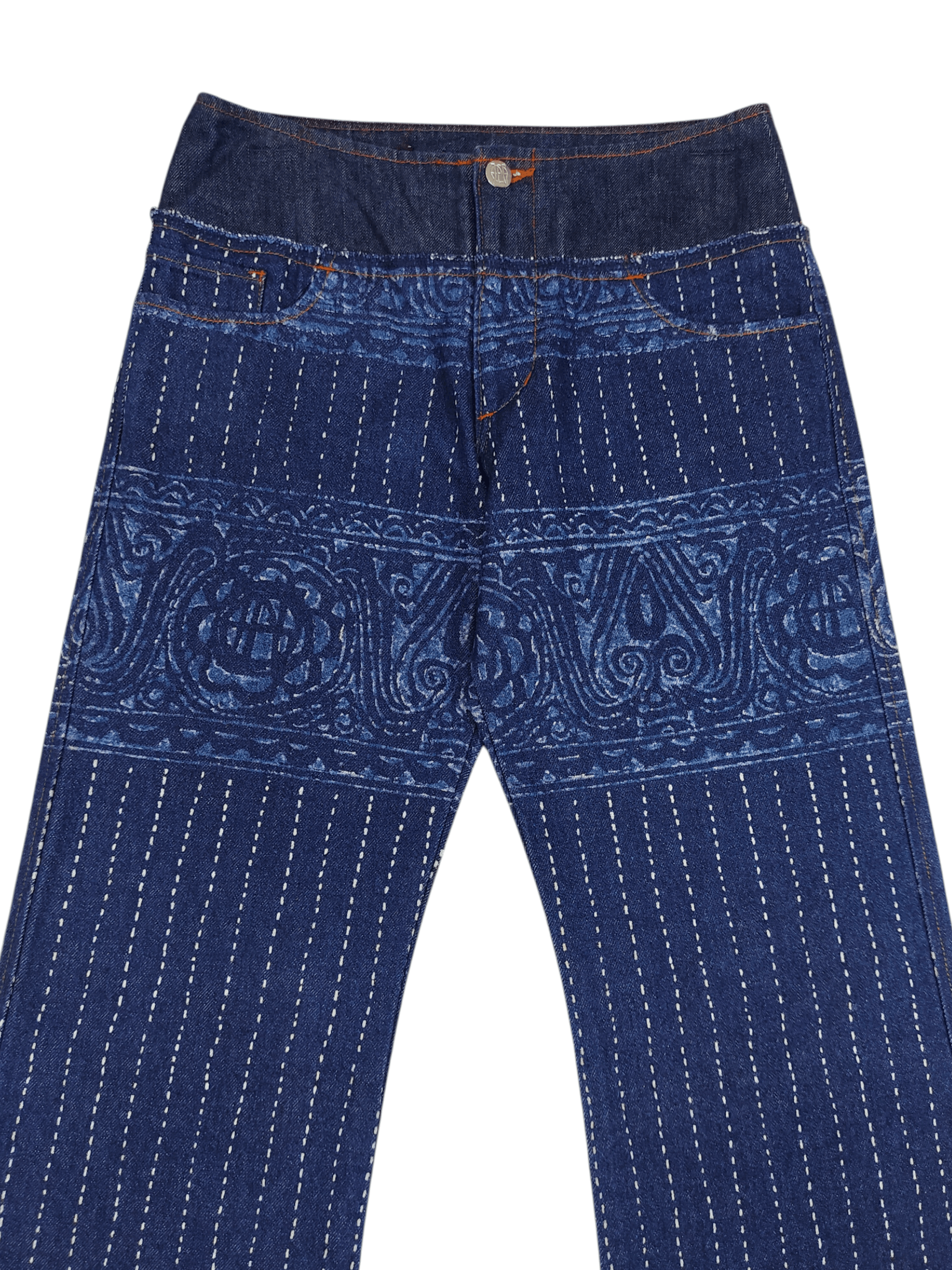 Jean Paul Gaultier 90s JPG- Archive Ethnic Baroque Graphic Structural Jeans Size 28" / US 6 / IT 42 - 1 Thumbnail