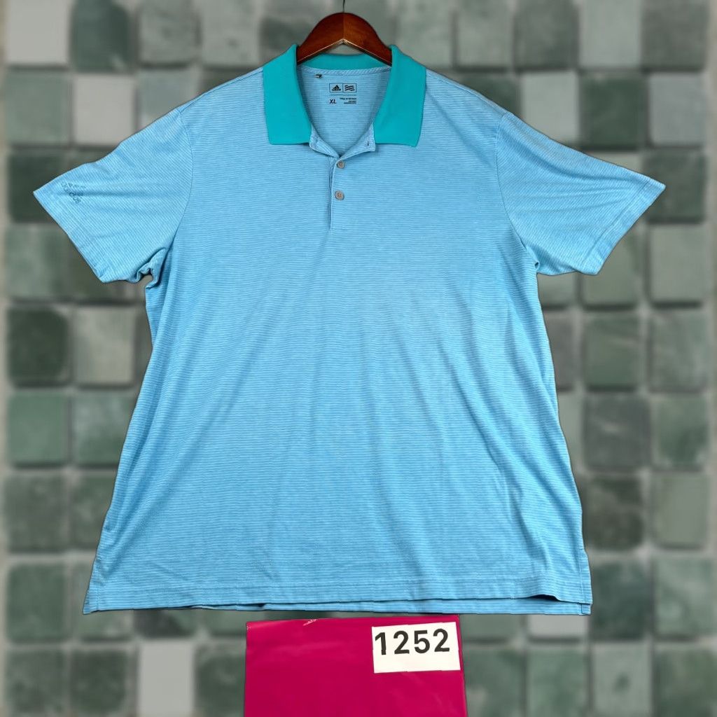 Adidas Adidas Golf Polo Shirt Mens XL Blue Striped Polo Shirt Short Sleeve Stretch Classic Golf Size US XL / EU 56 / 4 - 1 Thumbnail