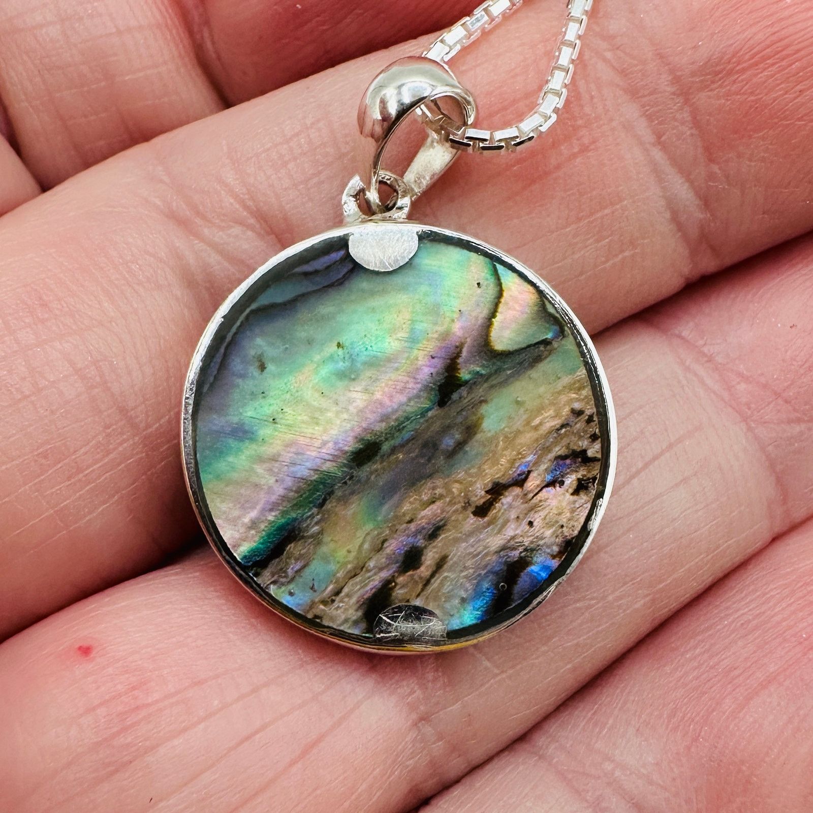 Other Sterling Silver Fairy Abalone Shell Medallion Necklace Size ONE SIZE - 5 Thumbnail