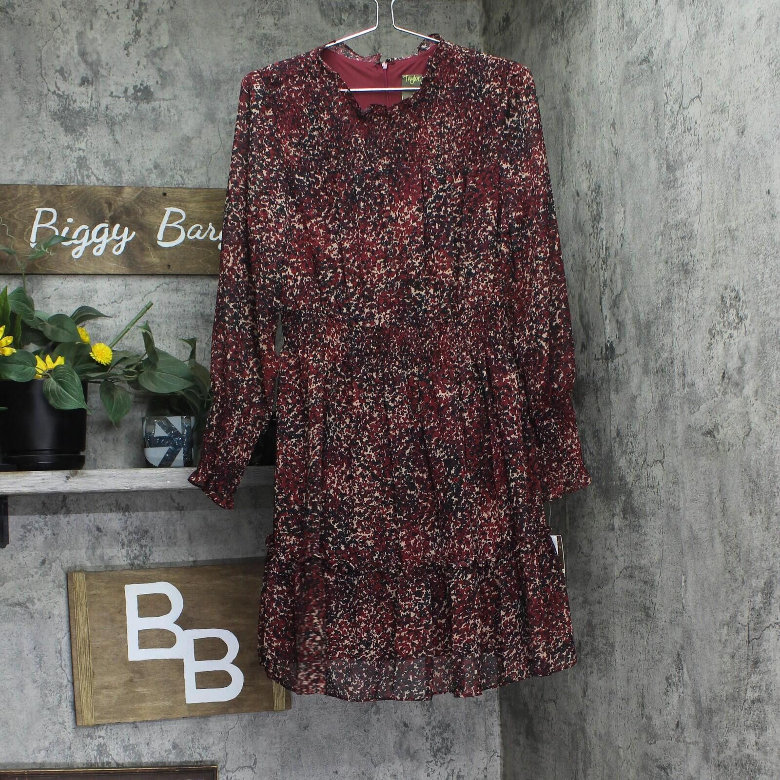 Ann Taylor Nwt Taylor Petite Chiffon Dress 3109p Crimson / Black 10p Size L / US 10 / IT 46 - 1 Thumbnail
