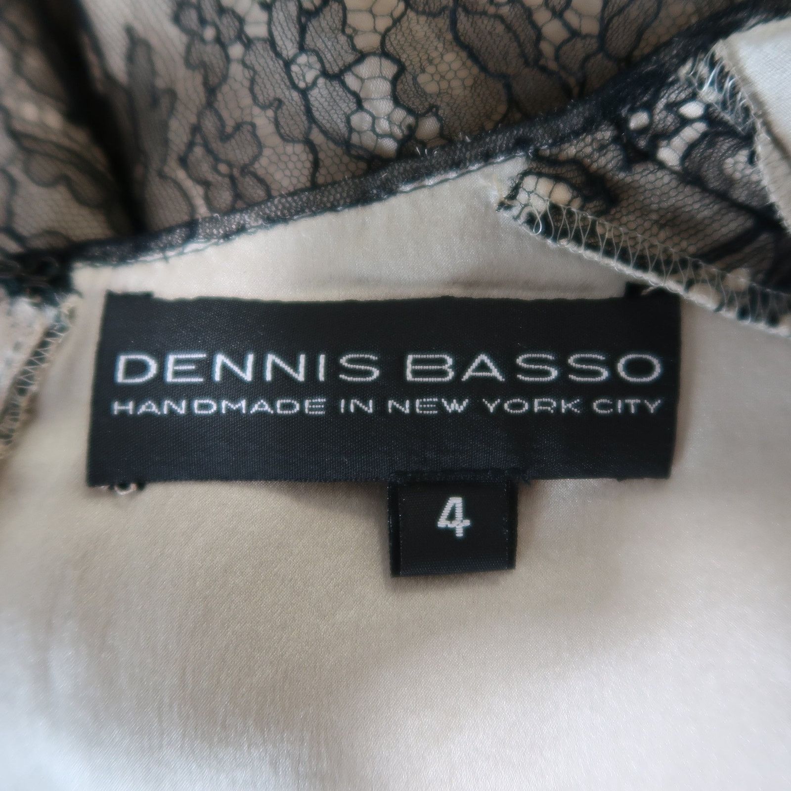 Other DENNIS BASSO Beige Black Lace Overlay Long Sleeve Cocktail Size S / US 4 / IT 40 - 8 Thumbnail