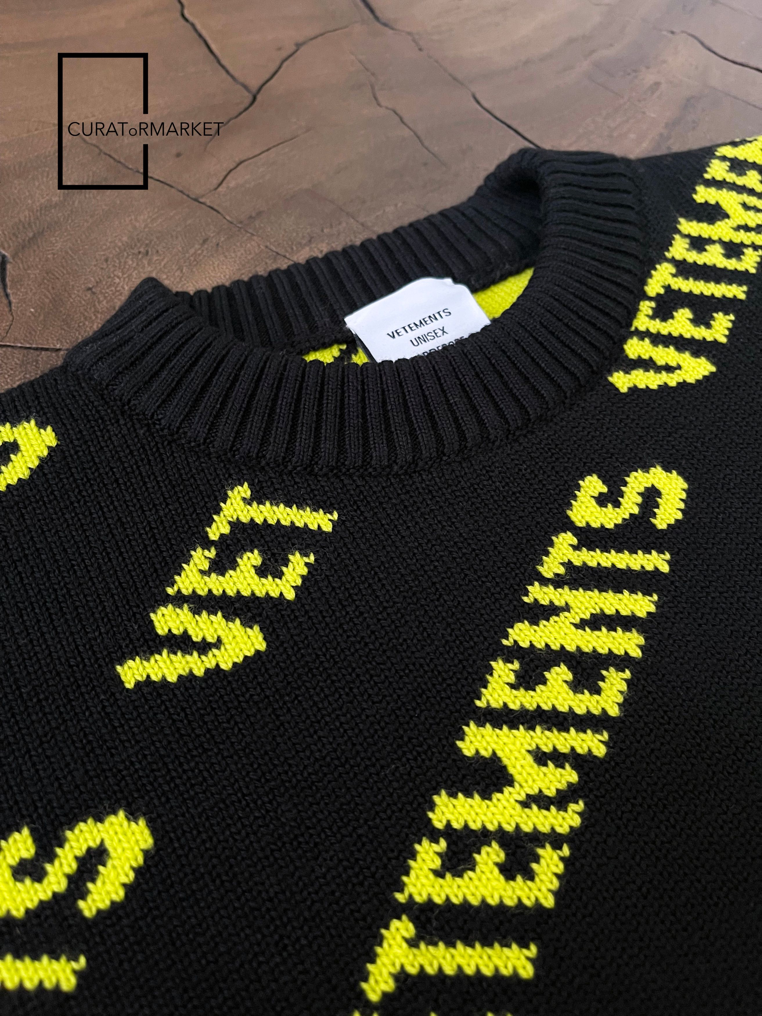 Vetements RARE Neon All Over Monogram Pattern Logo Knit Fine Wool FW22 Size US S / EU 44-46 / 1 - 8 Thumbnail