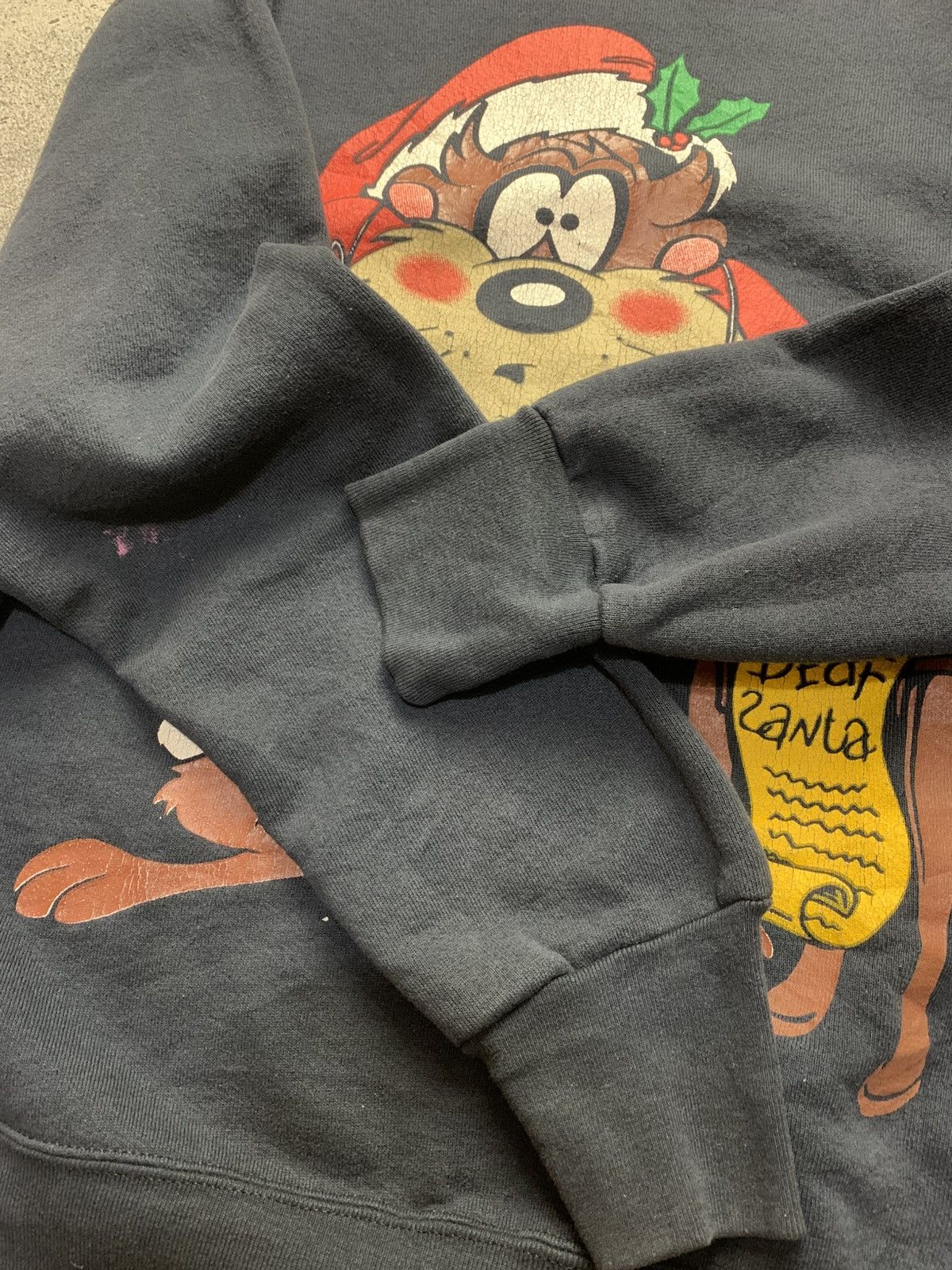 Warner Bros 🐍 Vintage 90s Tasmanian Dear Santa Looney Tunes Sweatshirt Size US L / EU 52-54 / 3 - 3 Thumbnail