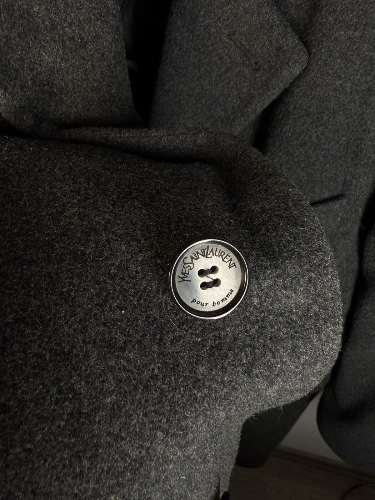 Yves Saint Laurent Grey Wool YSL Coat Heavy Soft Long Size US L / EU 52-54 / 3 - 3 Thumbnail