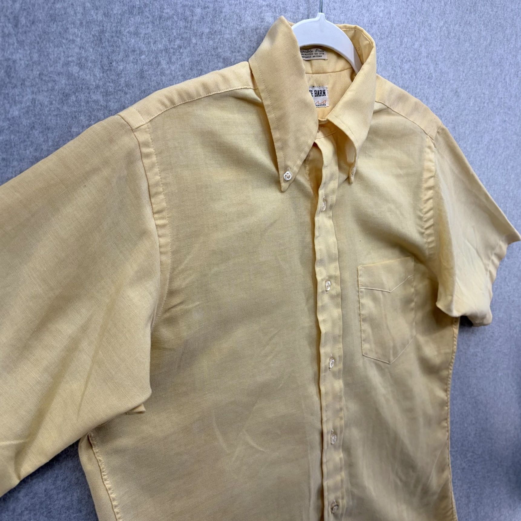 VINTAGE Sero The Barn Shirt Mens Large Yellow Short Sleeve Button Down 60s