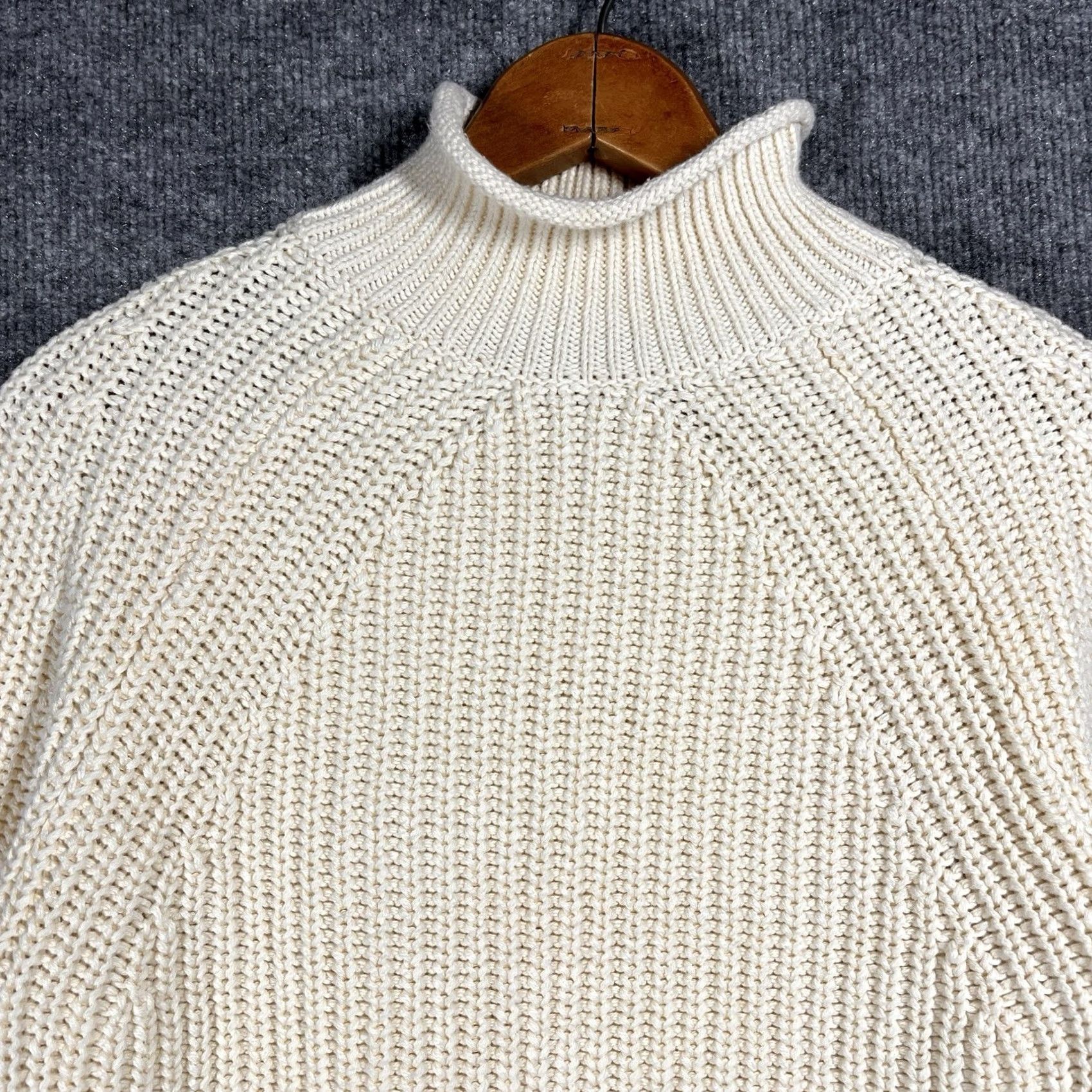 J.Crew J. Crew Sweater Womens XS Ribbed Cotton Fisherman Chunky Knit Raglan Ivory Size XS / US 0-2 / IT 36-38 - 2 Thumbnail