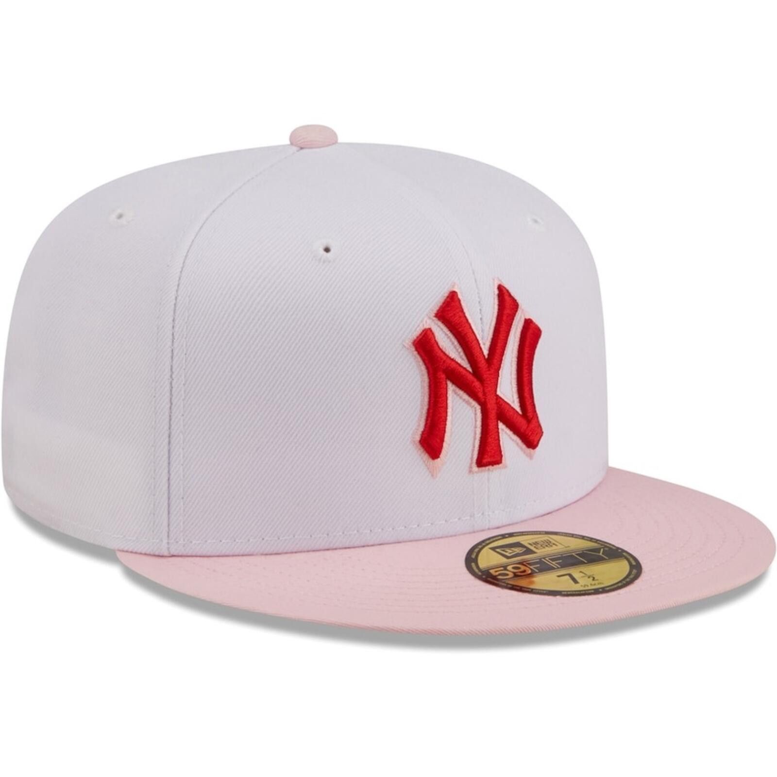 New Era New Era New York Yankees 59FIFTY White Pink Scarlet 7 1/2 Size ONE SIZE - 3 Thumbnail
