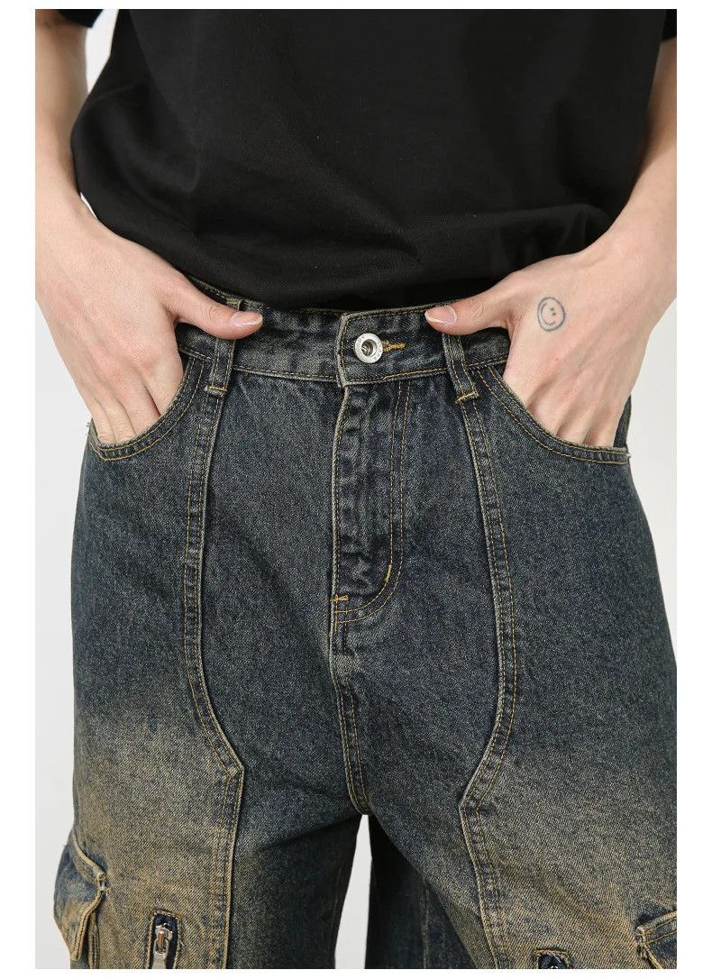 Japanese Brand × Vintage Baggy Washed Multi-Pocket Zipper Cargo Jeans Size US 30 / EU 46 - 7 Thumbnail