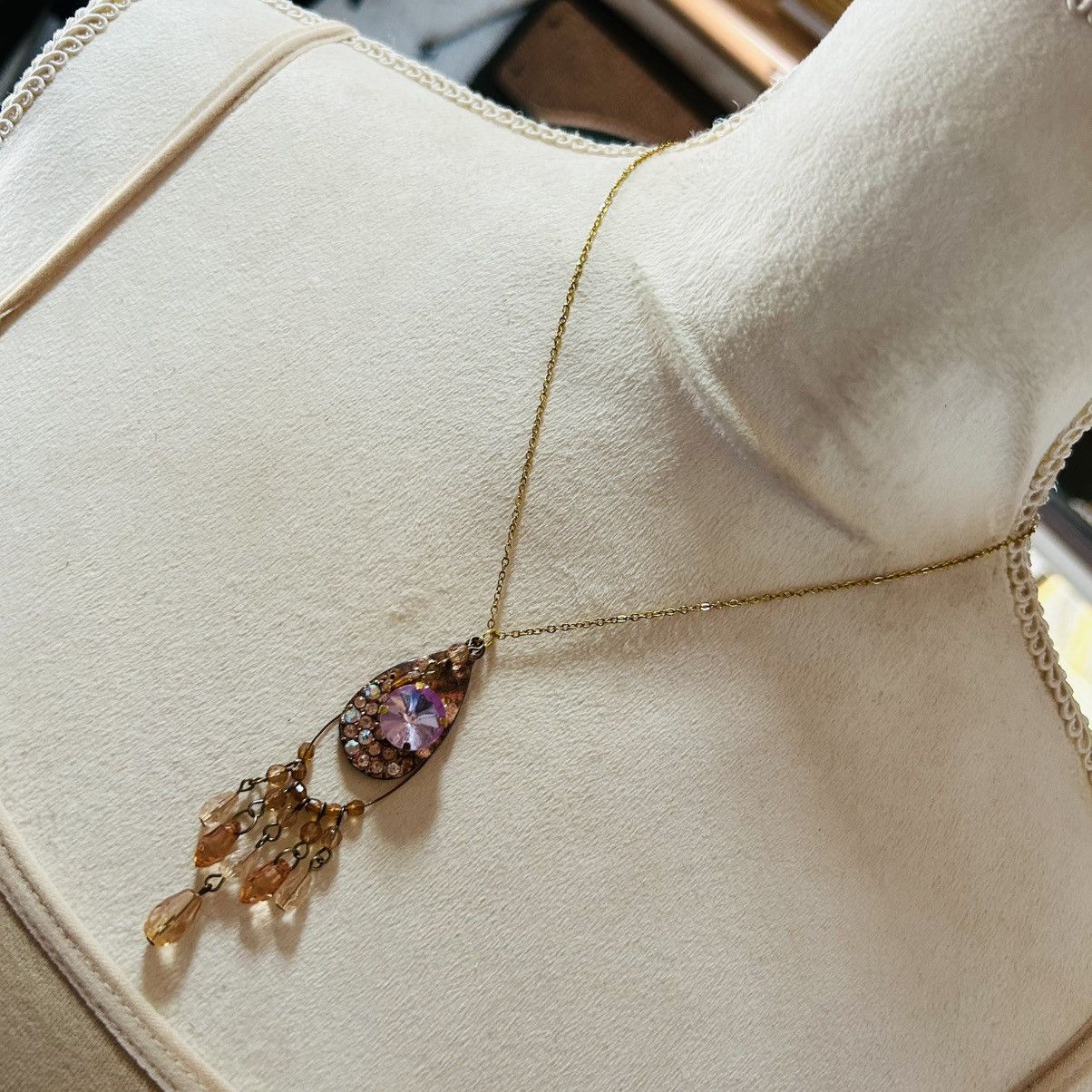 Handmade Handcrafted copper plated glass stone chandelier necklace Size ONE SIZE - 1 Thumbnail