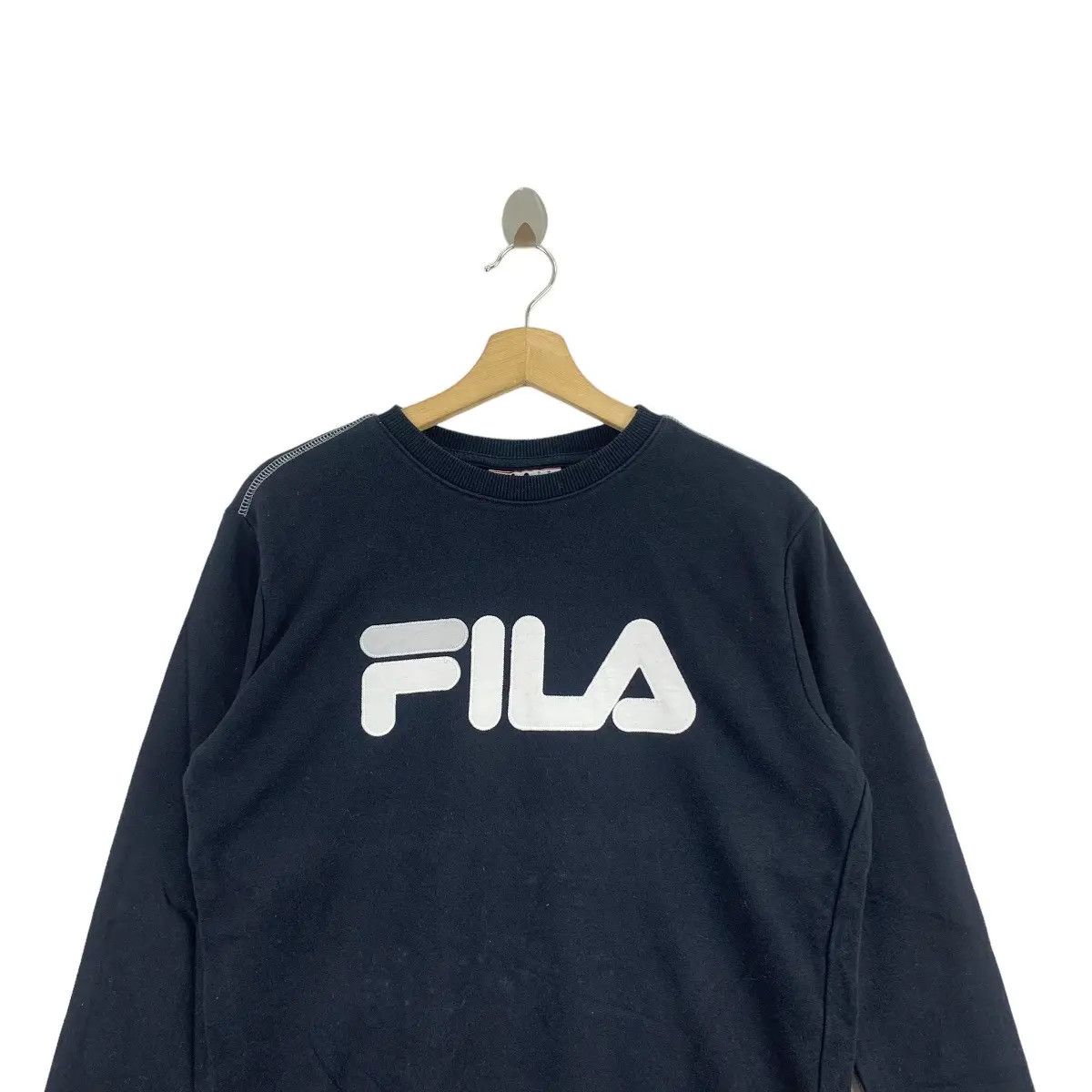 Fila Vtg FILA BIELLA ITALIA Sportiva Embroidered Black Sweatshirt Size L / US 10 / IT 46 - 2 Thumbnail