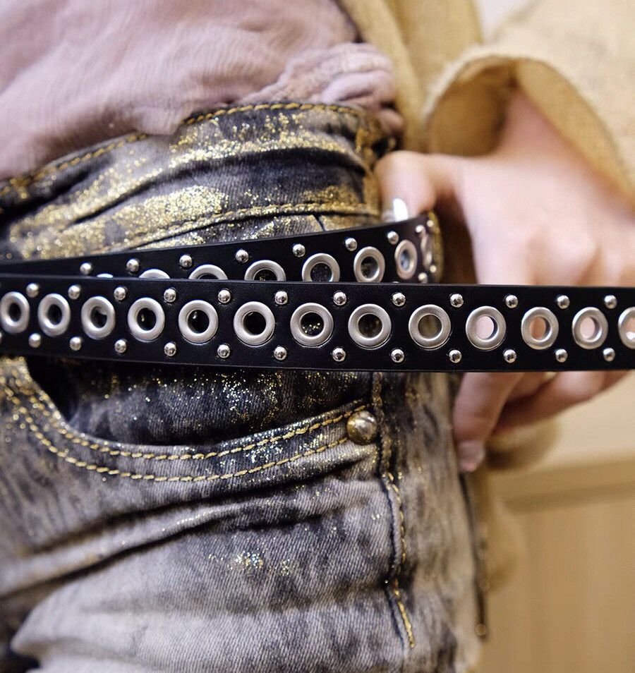 Japanese Brand × Vintage Retro y2k punk faux leather eyelet rivets studded belt Size ONE SIZE - 4 Thumbnail