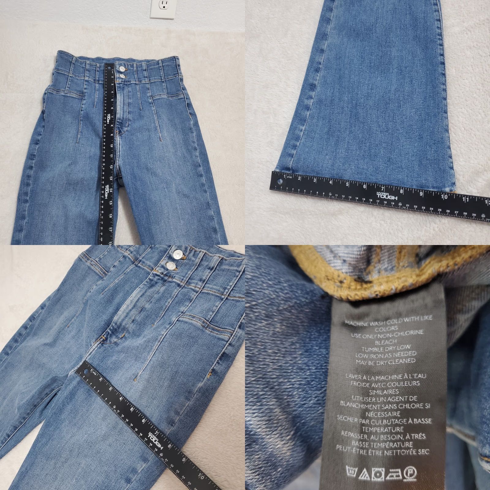 Vintage We the Free People Jayde Flare Jeans Sz 31 Boho Hippie Med Wash High Rise 28x31 Jeans Womens Regular Blue Size 24" / US 00 / IT 34 - 8 Thumbnail