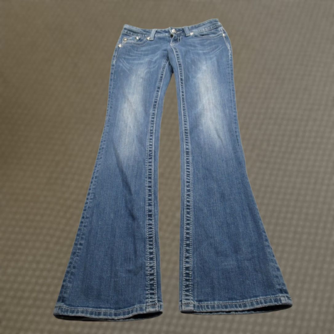 Miss Me Miss Me Jeans Womens Bootcut Blue Embellished Embroidered Pockets Zip 27 28X33 Size 28" / US 6 / IT 42 - 1 Thumbnail
