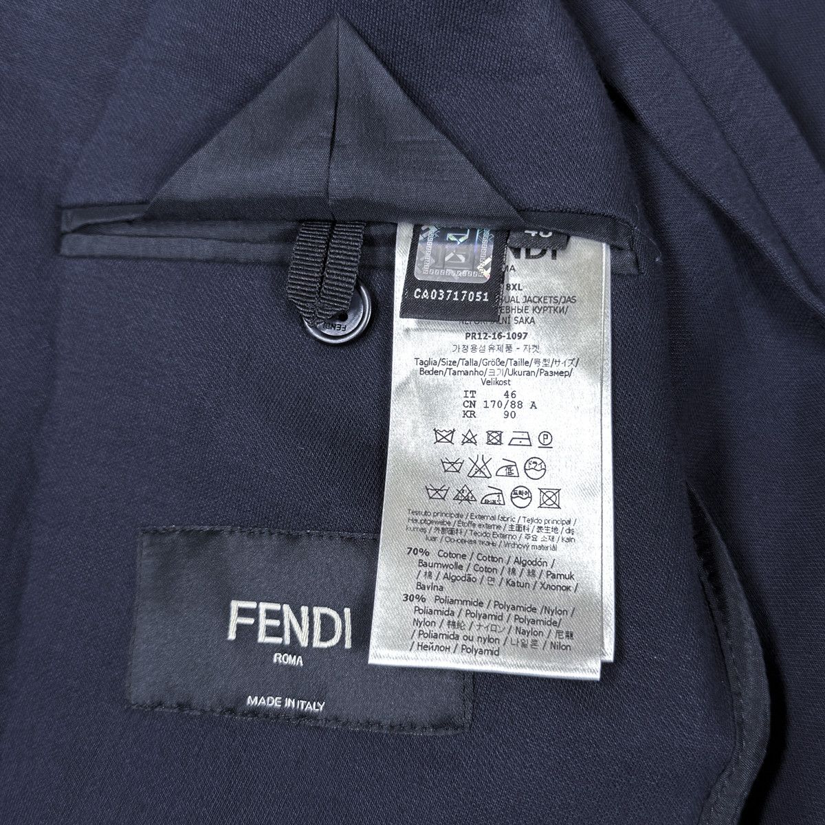 Fendi FENDI Knit-Panel Single-Breasted Tailored Jacket Size US S / EU 44-46 / 1 - 5 Thumbnail