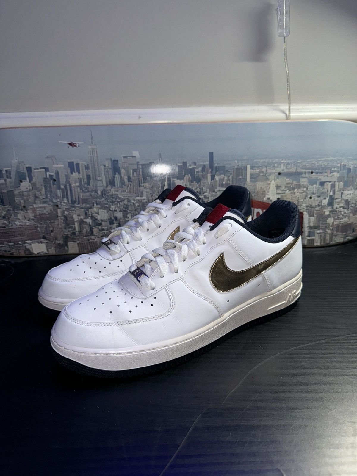 Nike × USA Olympics Nike Air Force 1 '07 Olympic 2008 White Gold Obsidian Size US 11 / EU 44 - 1 Thumbnail