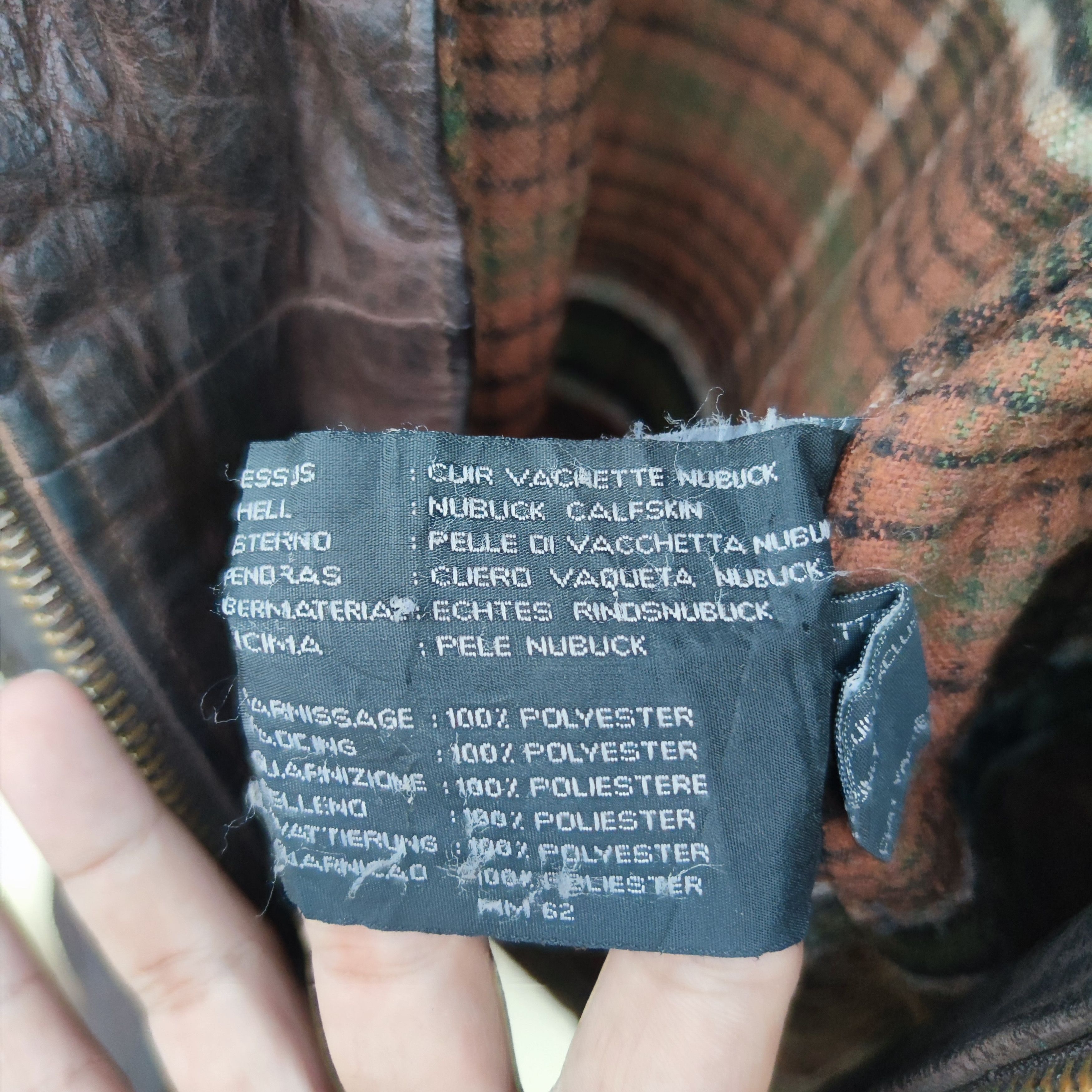 Chevignon Calfskin Leather Plaid Tartan lined Jacket