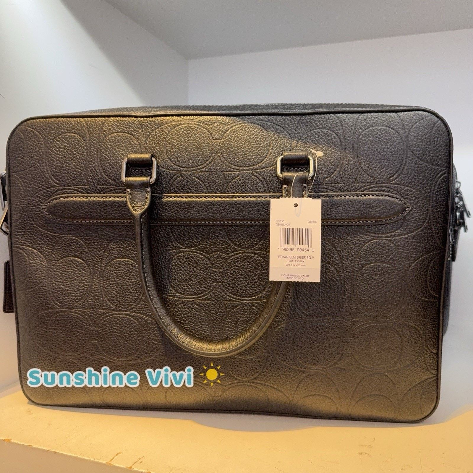 Coach NWT Coach Ethan Slim Brief Leather Gunmetal/Black ccf55 Size ONE SIZE - 6 Thumbnail