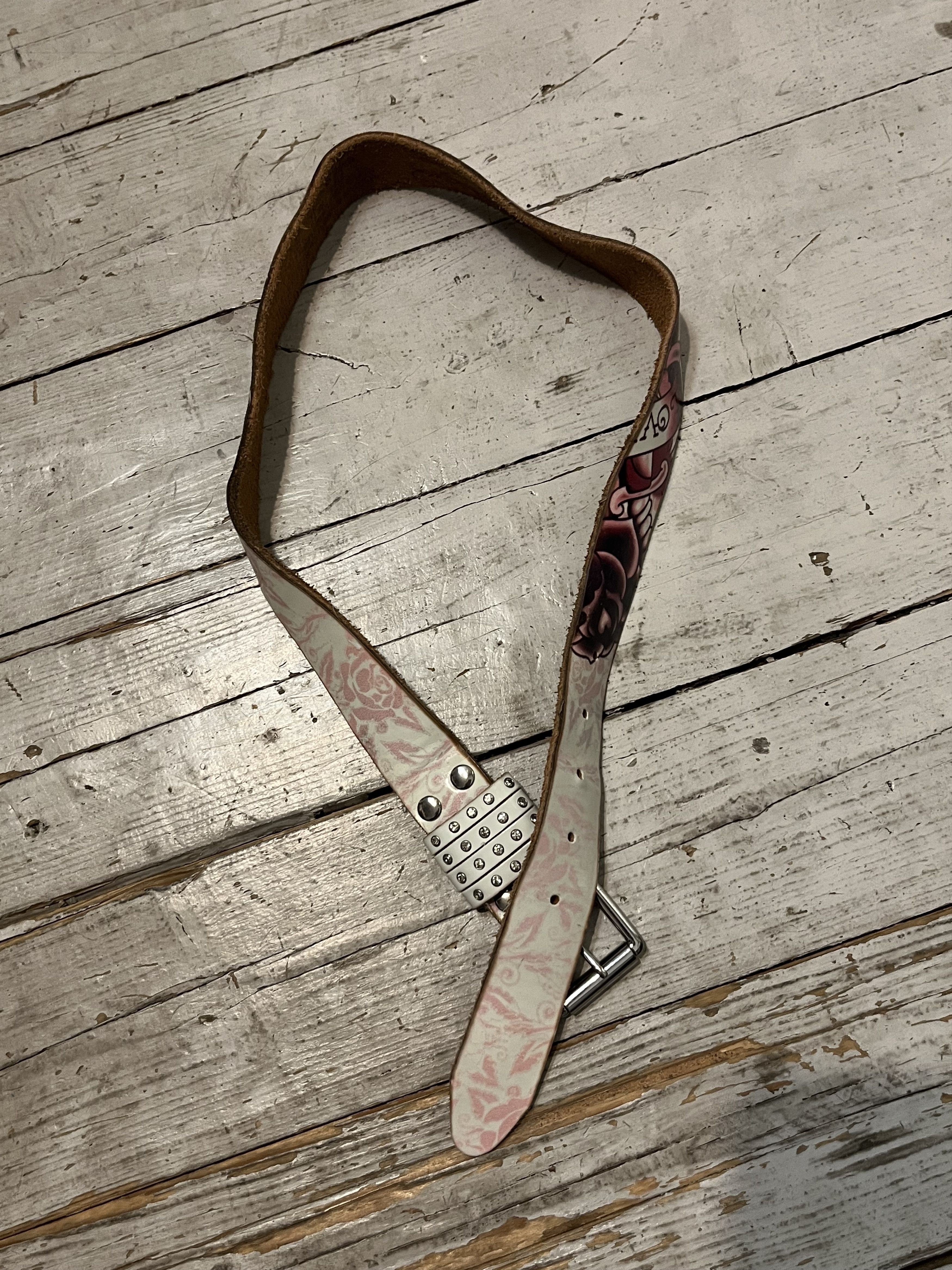 Christian Audigier × Ed Hardy Vintage Christian Audigier Ed Hardy Leather AOP Belt y2k Size ONE SIZE - 2 Thumbnail