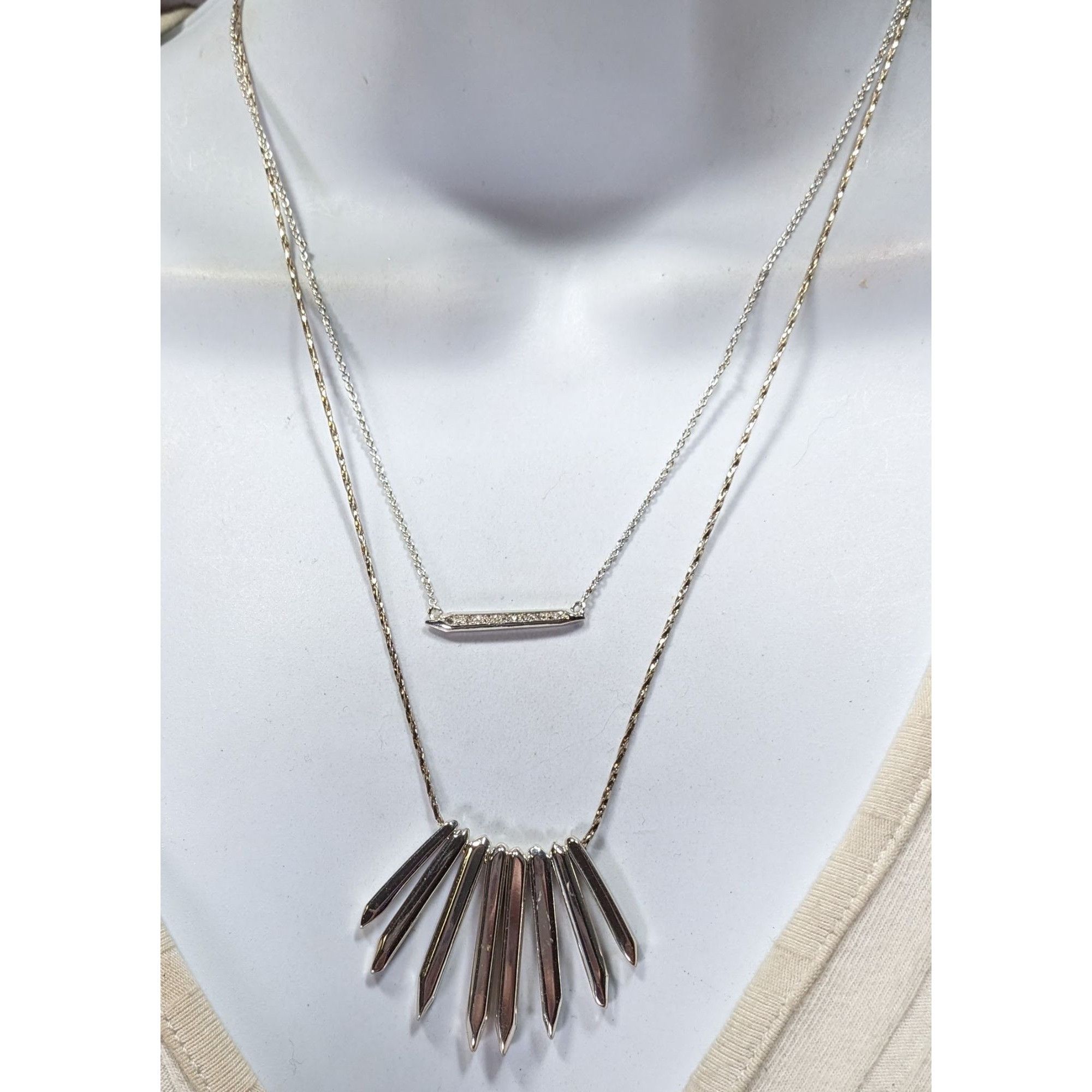 Other Stella And Dot Layered Silver Spike Pendant Necklace With Rh Size ONE SIZE - 5 Thumbnail