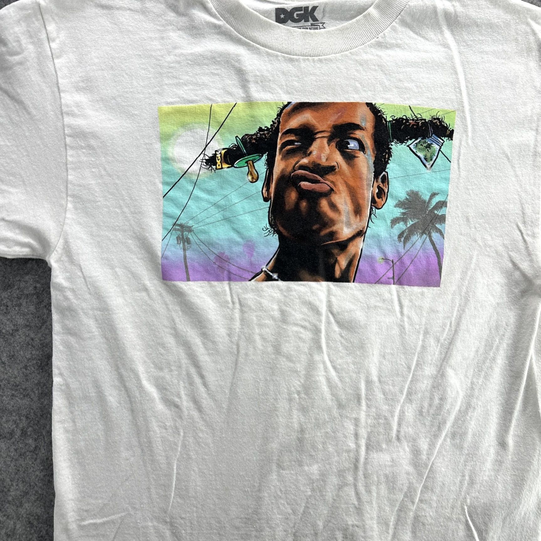DGK DGK Shirt Mens Medium White Graphic Tee Cartoon Portrait Skate Streetwear Wayans Size US M / EU 48-50 / 2 - 3 Thumbnail