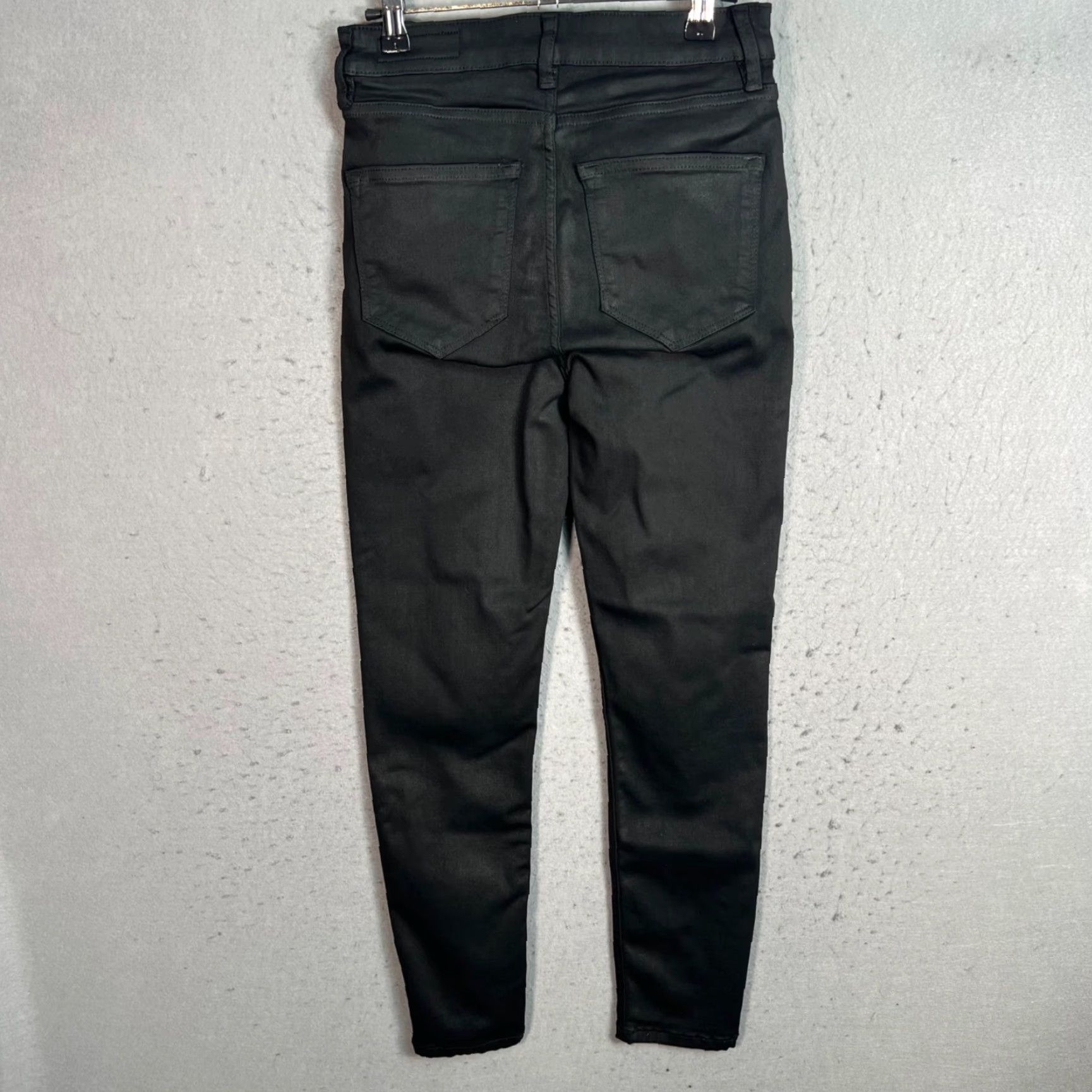 Allsaints AllSaints Womens Size 27 Black Dax Coated Skinny Jeans Modal Polyester Blend Denim 5-Pocket Design Zip Adult Womens 27 Black Skinny Jeans Size 27" / US 4 / IT 40 - 2 Thumbnail