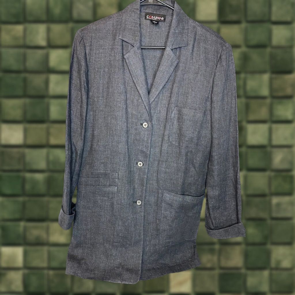 VINTAGE Ellen Tracy Blazer Jacket Women Size Organic Linen Dark