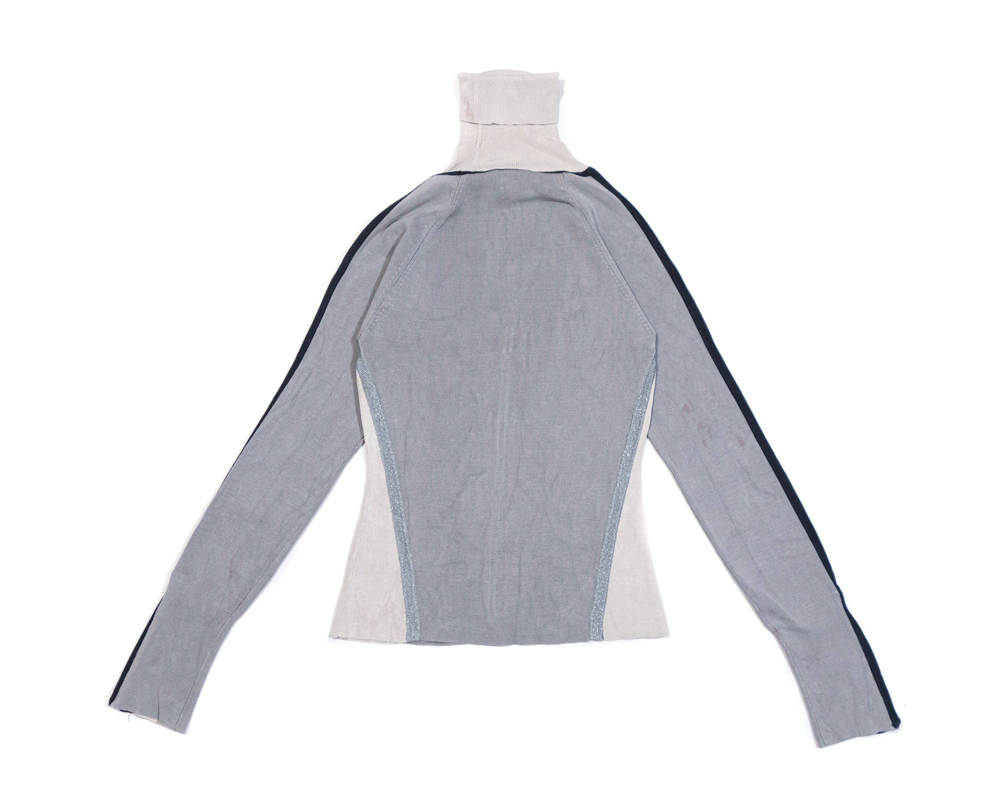 Versace 90S Zip Sleeve Stripe Cotton Turtleneck Sweater Size XS / US 0-2 / IT 36-38 - 4 Thumbnail