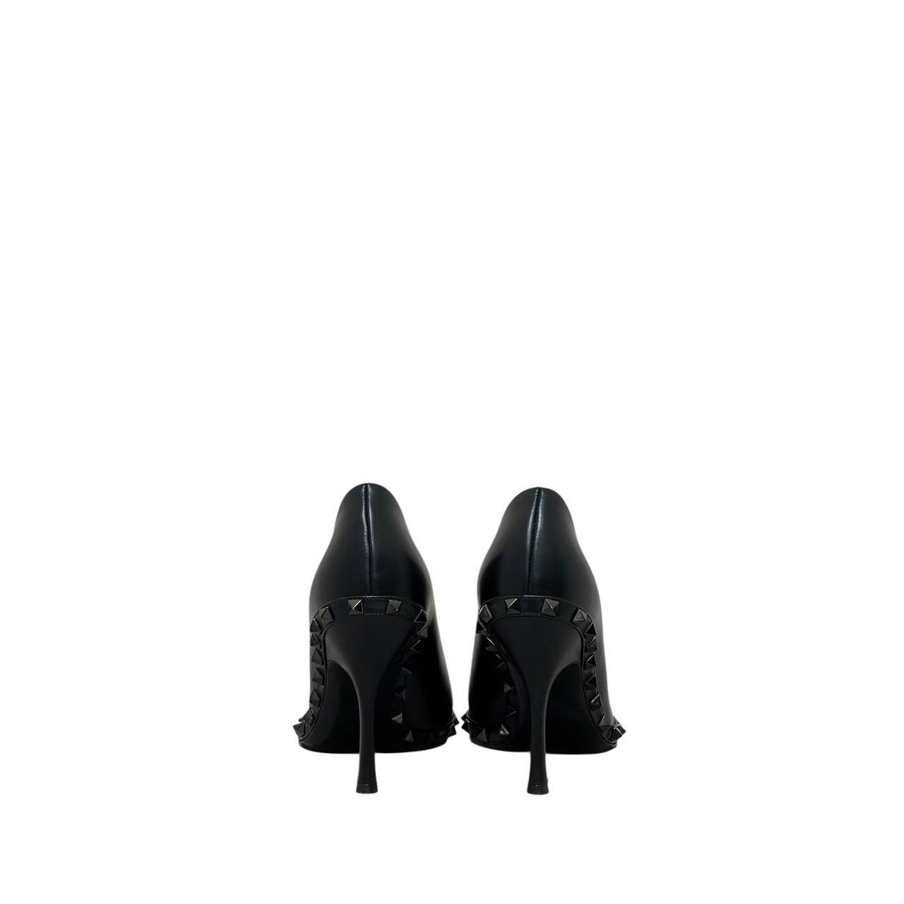 Valentino Valentino Rockstud 100 Leather Heels Pumps Black 38.5 Size US 8.5 / IT 38.5 - 4 Thumbnail