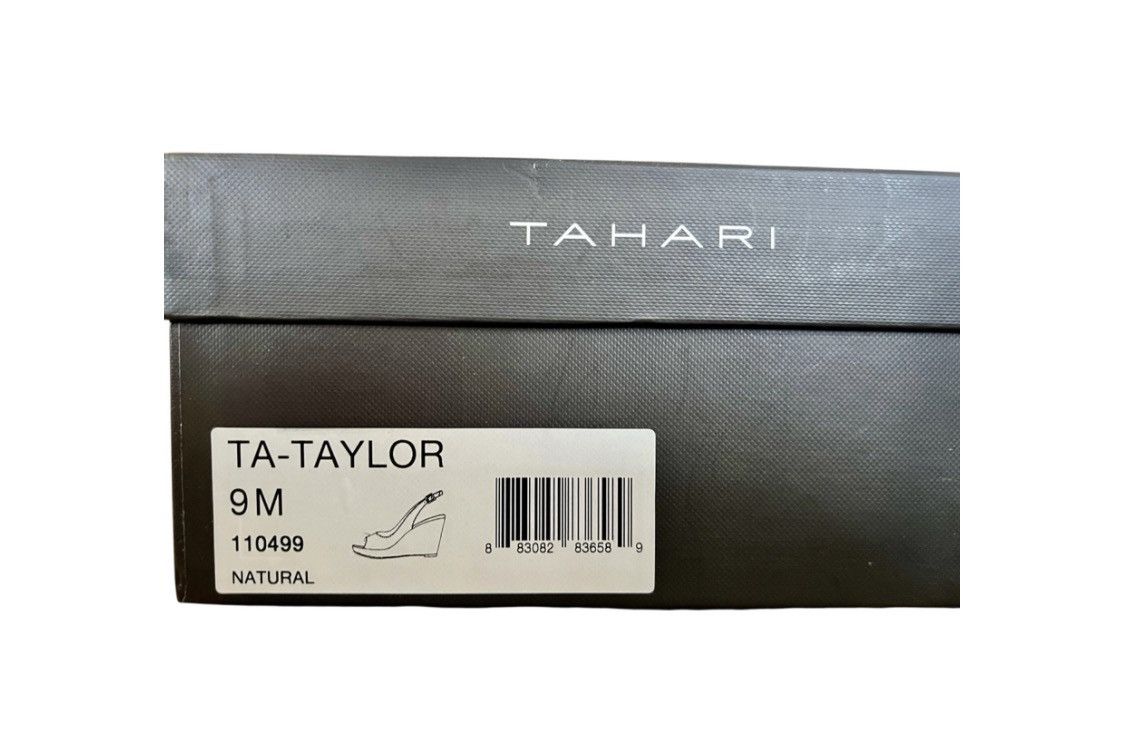 Elie Tahari Tahari Beige Canvas Cork Wedge Slingback Peep Toe Heels 9M Size US 9 / IT 39 - 5 Thumbnail