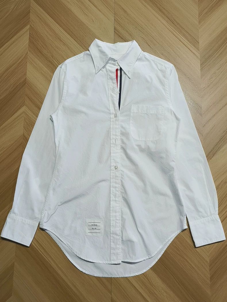 Thom Browne Thom Browne White Long Sleeve Shirt-yf Size US M / EU 48-50 / 2 - 1 Thumbnail