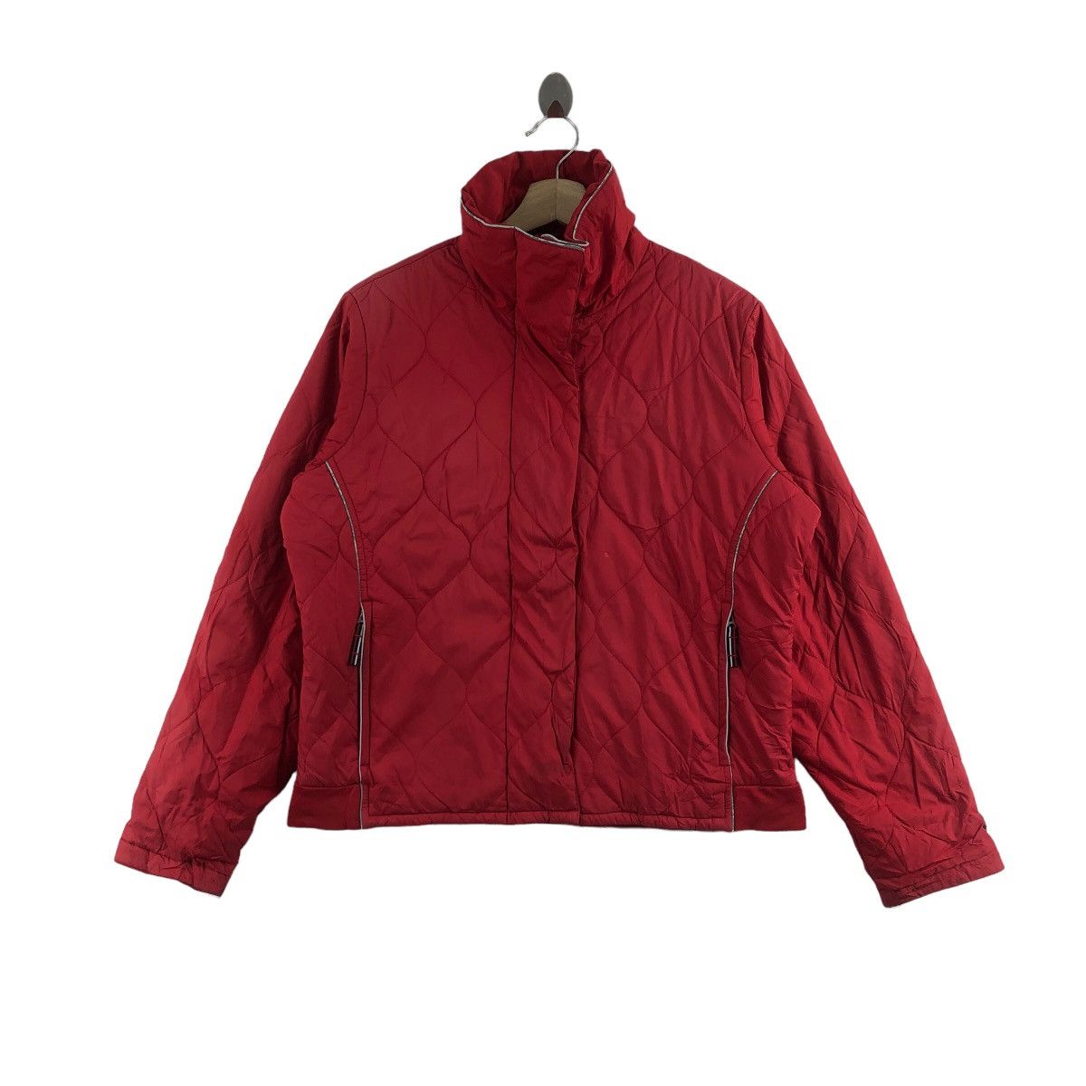 NIKE Quilted Jacket Red Colour Streetwear