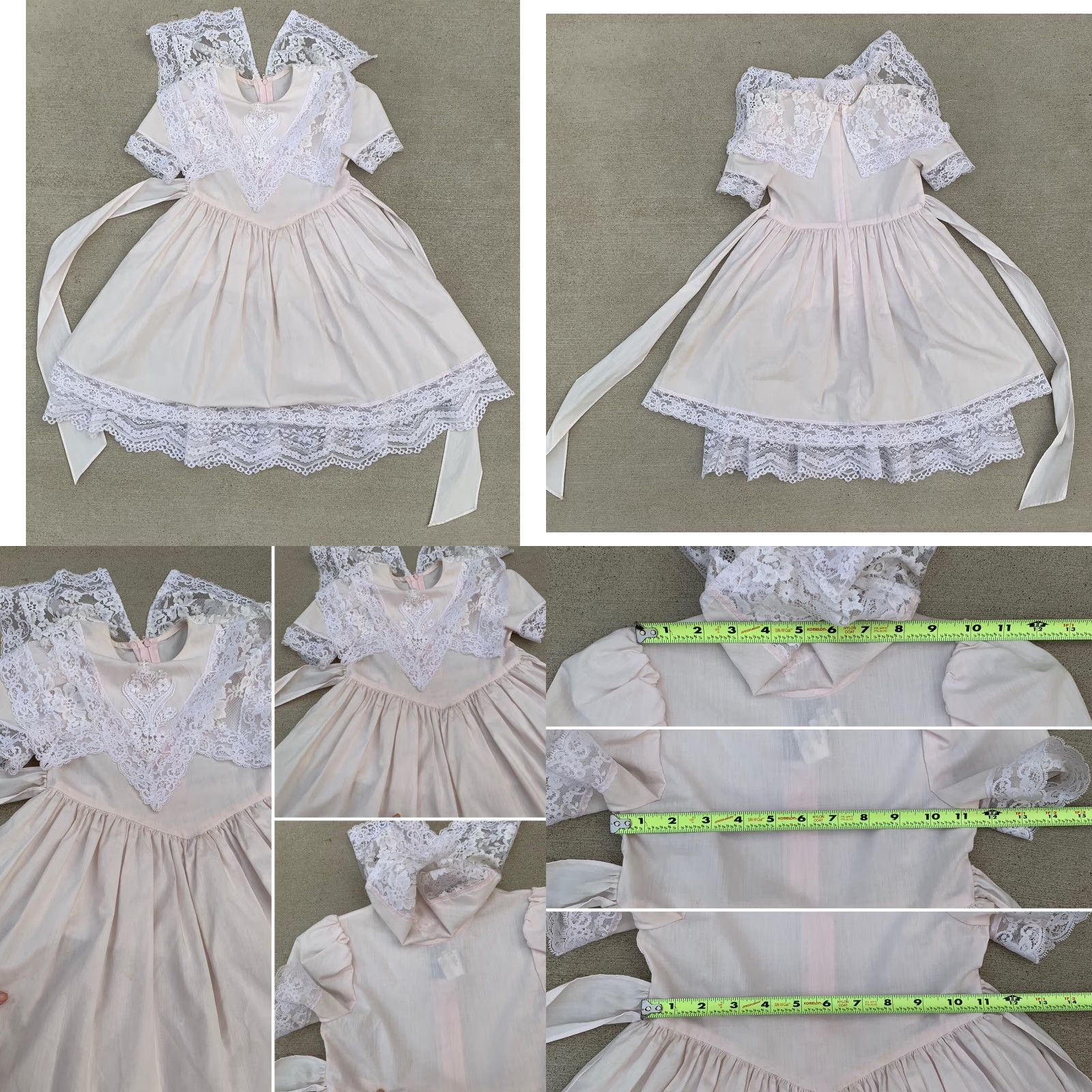 Jessica McClintock VINTAGE Jessica McClintock Girls dress Lace accents Cottagecore Made in USA 4 Pink 1980s Party Short Sleeve Cotton/Polyester/Nylon Girls Size ONE SIZE - 8 Thumbnail