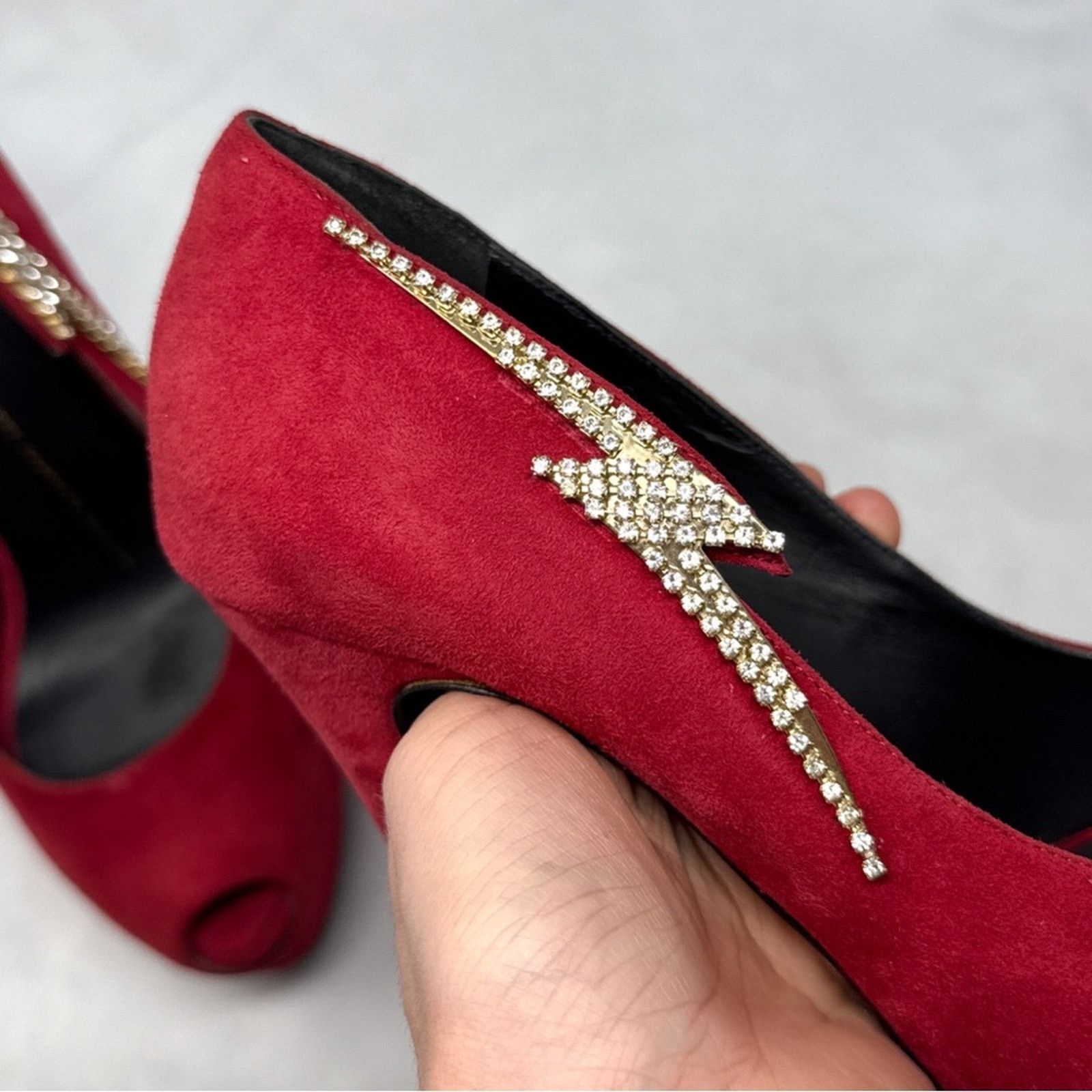 Giuseppe Zanotti Giuseppe Zanotti Rhinestone Lightning Bolt Platform Heels 38 Size US 8 / IT 38 - 3 Thumbnail