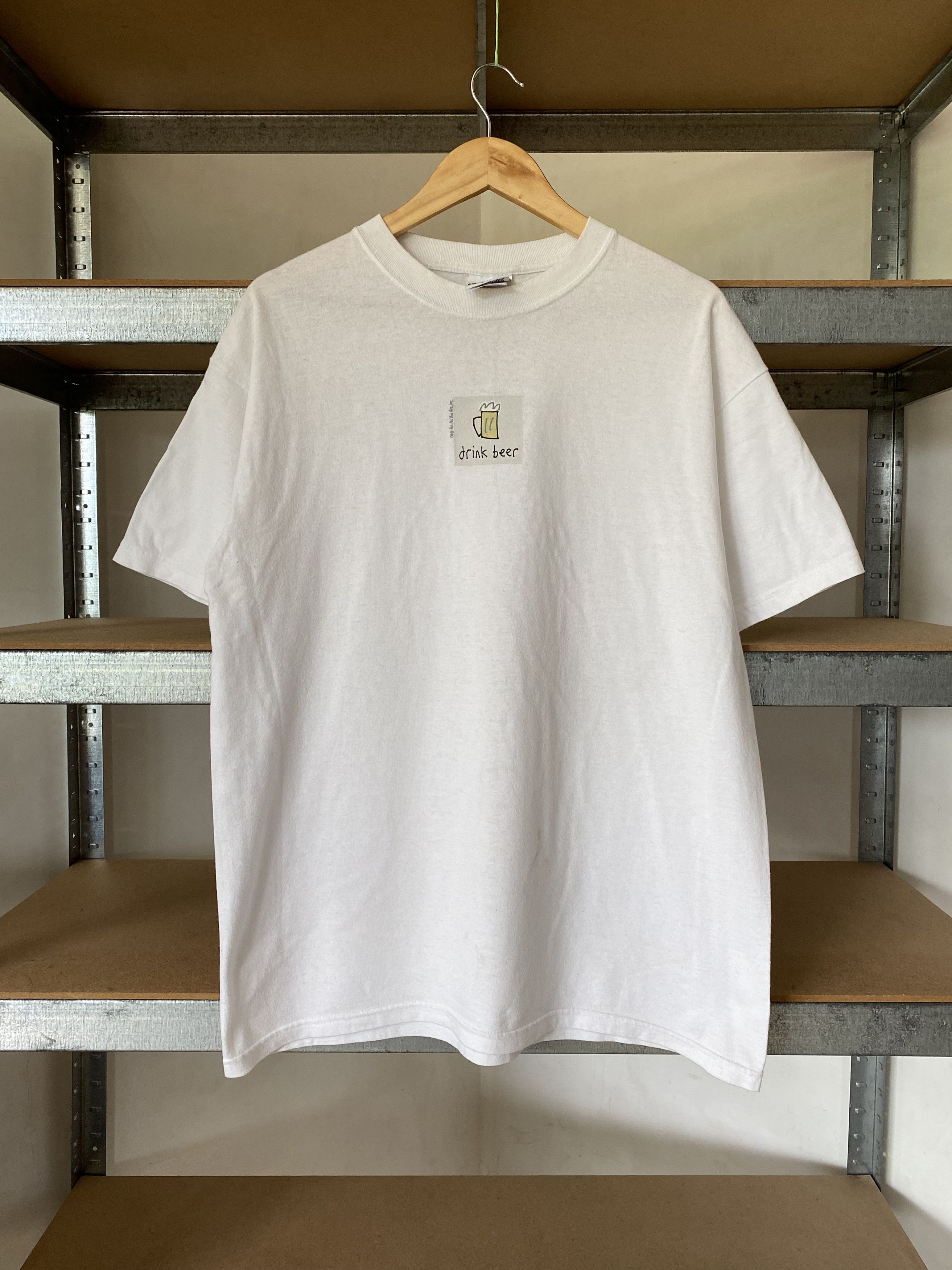 Vintage Be As You Vintage 2001 Drink Beer White Tee Size US L / EU 52-54 / 3 - 1 Thumbnail